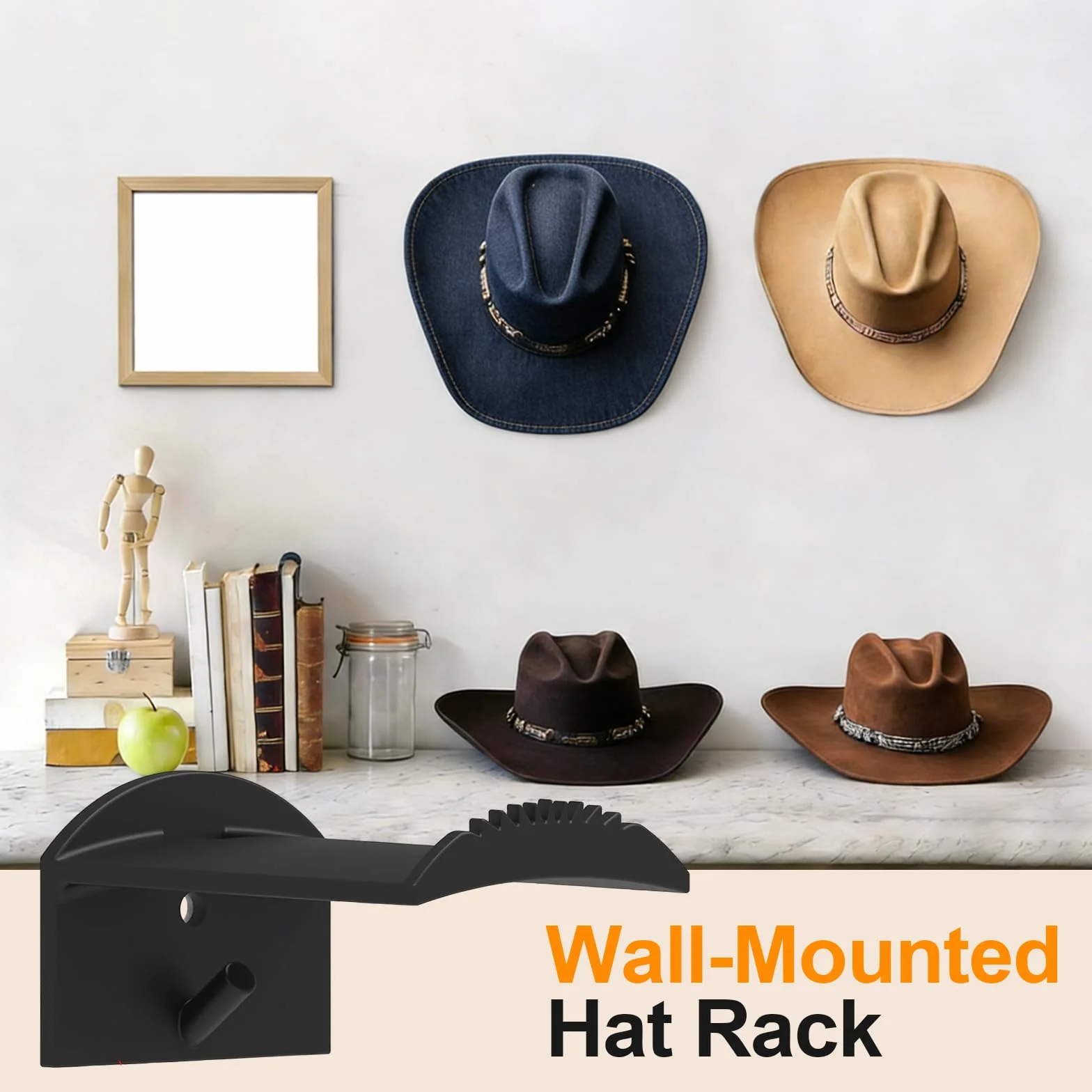 8 Pezzi Appendi Cappelli Da Cowboy Da Parete - Cappelli Curve Ganci - Gancio Per Cappello, Adatto Per Appendere VariCappelli, Sciarpe, Borse, Asciugamani, Cuffie (Nero)