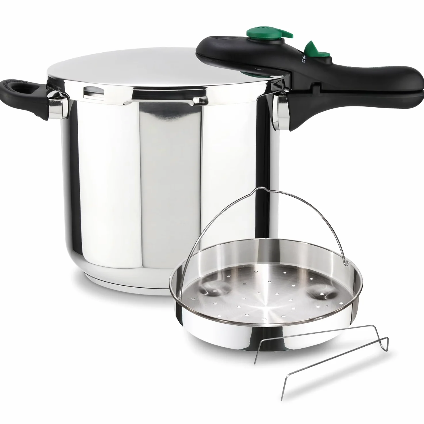 Magefesa DYNAMIC - Pentola a Pressione Rapida Da 7,5L + Cestello, Acciaio Inossidabile 18/10, Efficienza Energetica, Per Tutti I Tipi Di Piani Cottura, Induzione