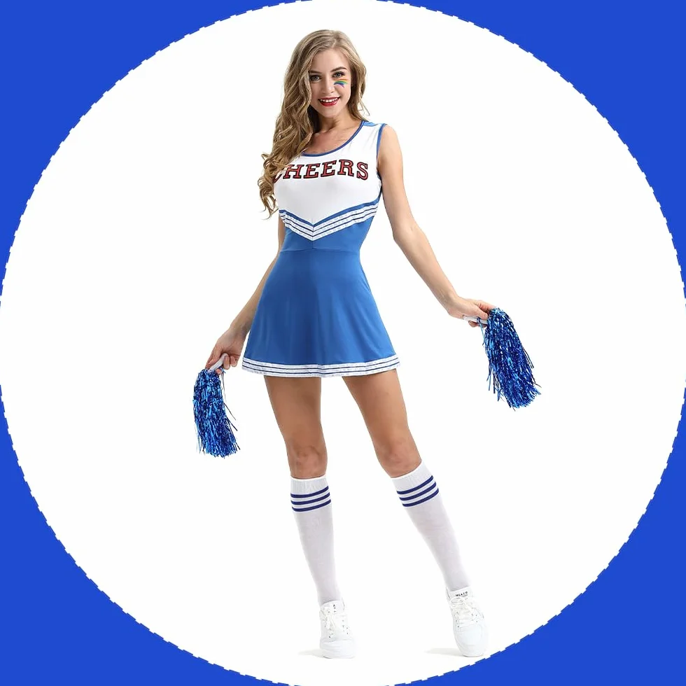 Costume da cheerleader per adulti donna Halloween cosplay carnevale