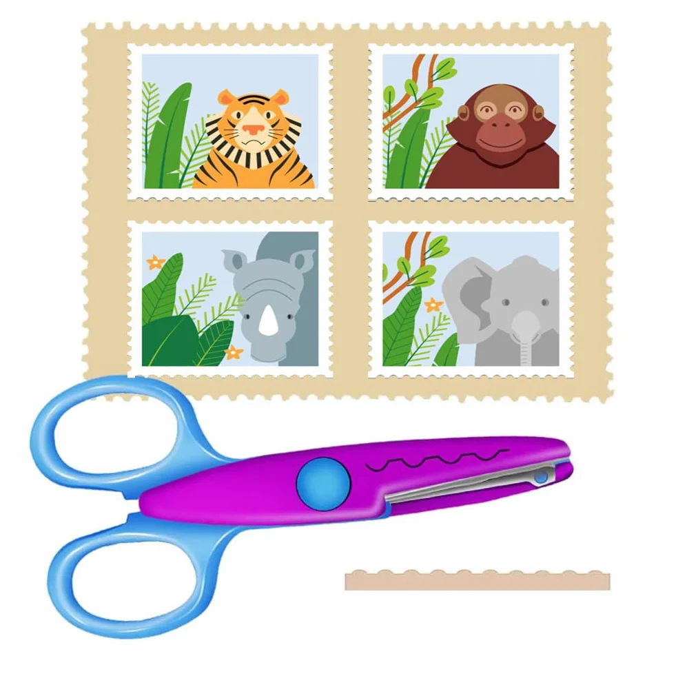 Forbici per Bambini 6pcs Set Sicurezza con Perforatrice Decorativa 8pcs Bricolage Creativo