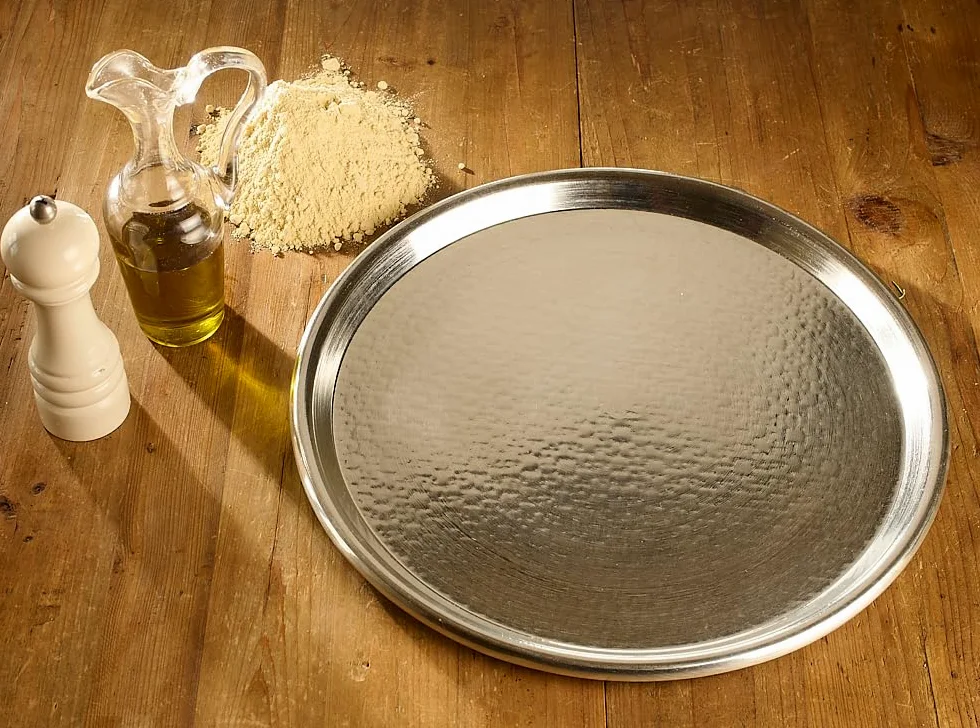 PARDINI - Teglia tonda in rame stagnato, bordo 2cm, diametro 38 cm, ideale per farinata, cecina, pizza o focaccia