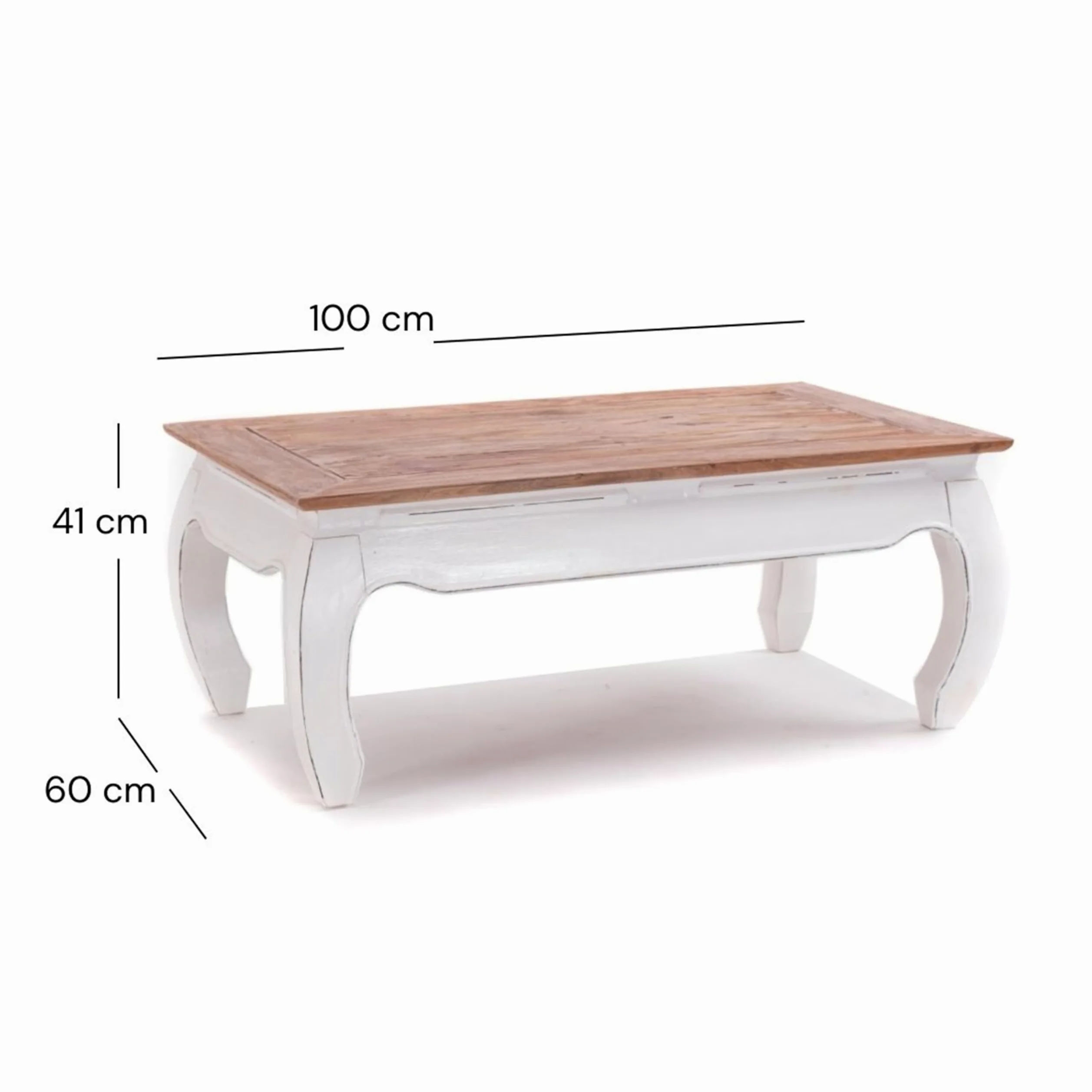 Tavolino da salotto in legno di mogano riciclato, design Opium East, 100 x 60 x 41 cm (larghezza x profondità x altezza)