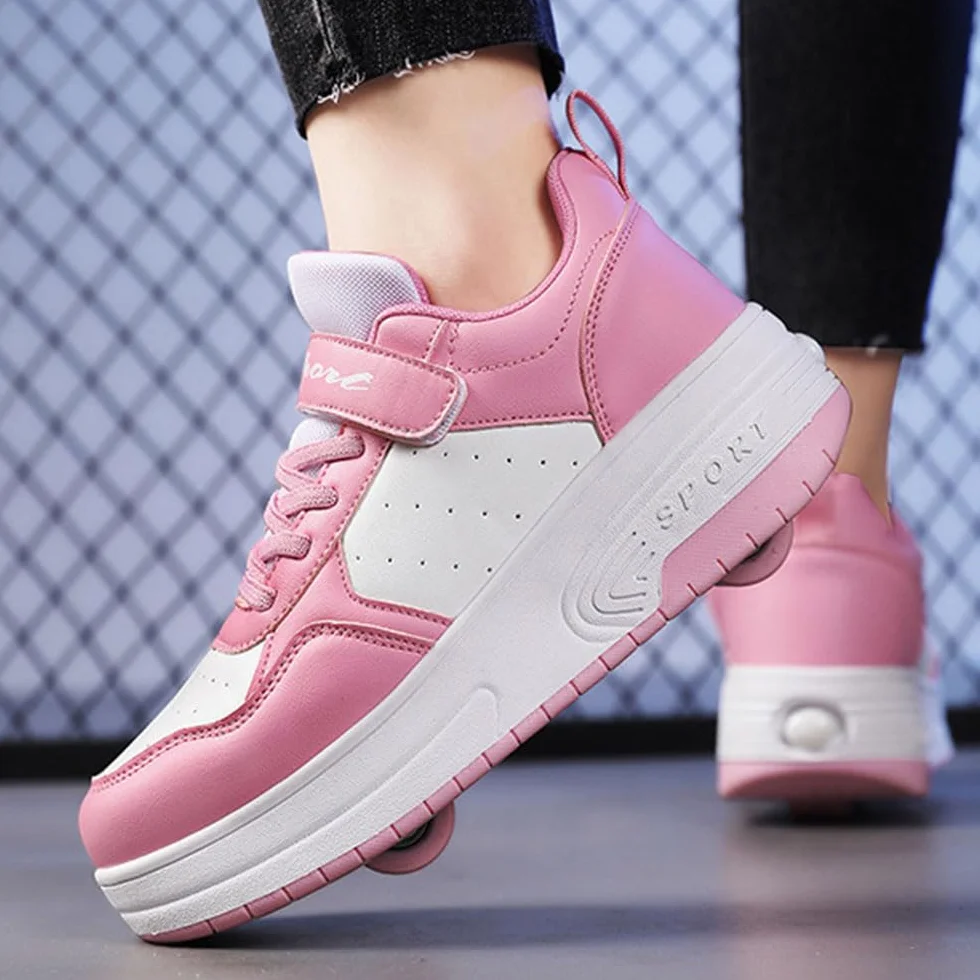 Hiseng Scarpe con Rotelle Bambina 28-40EU, Scarpe da Skateboard Sportive Outdoor Multisport per Ragazze e Ragazzi