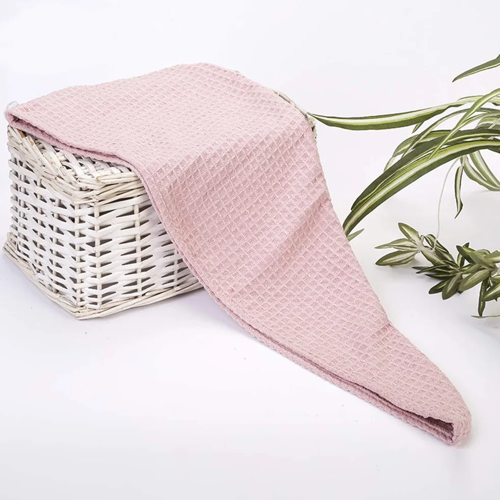 LZC (Set di 3) Waffle Versione Coreana del Semplice Pacchetto Turbante Jacquard Cappellino per Capelli secchi Cappellino per Capelli secchi Tinta Unita