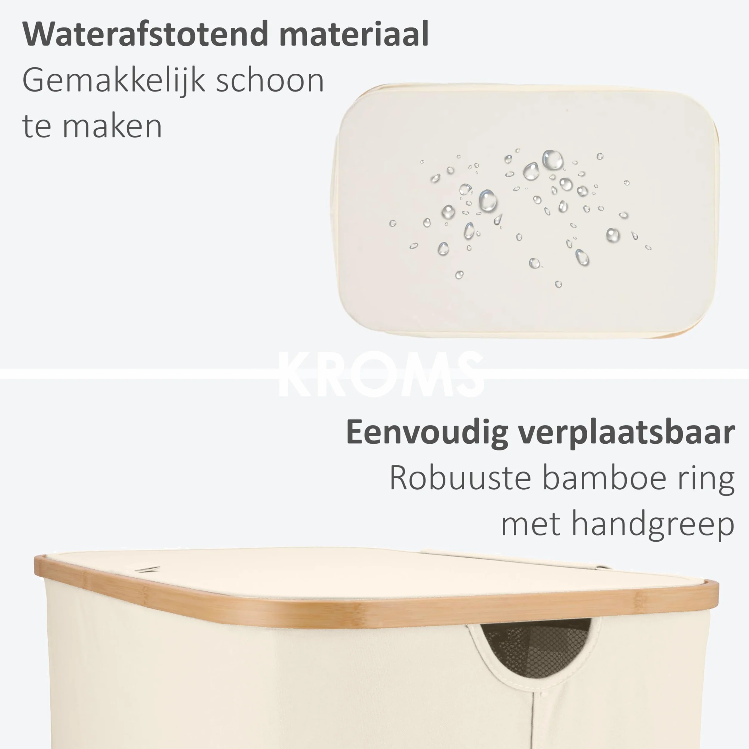 Cesto portabiancheria 3 scomparti 145L - Beige - Cesto biancheria sporca pieghevole – Porta biancheria salvaspazio per bagno – Cesta panni sporchi - Porta biancheria sporca per bagno