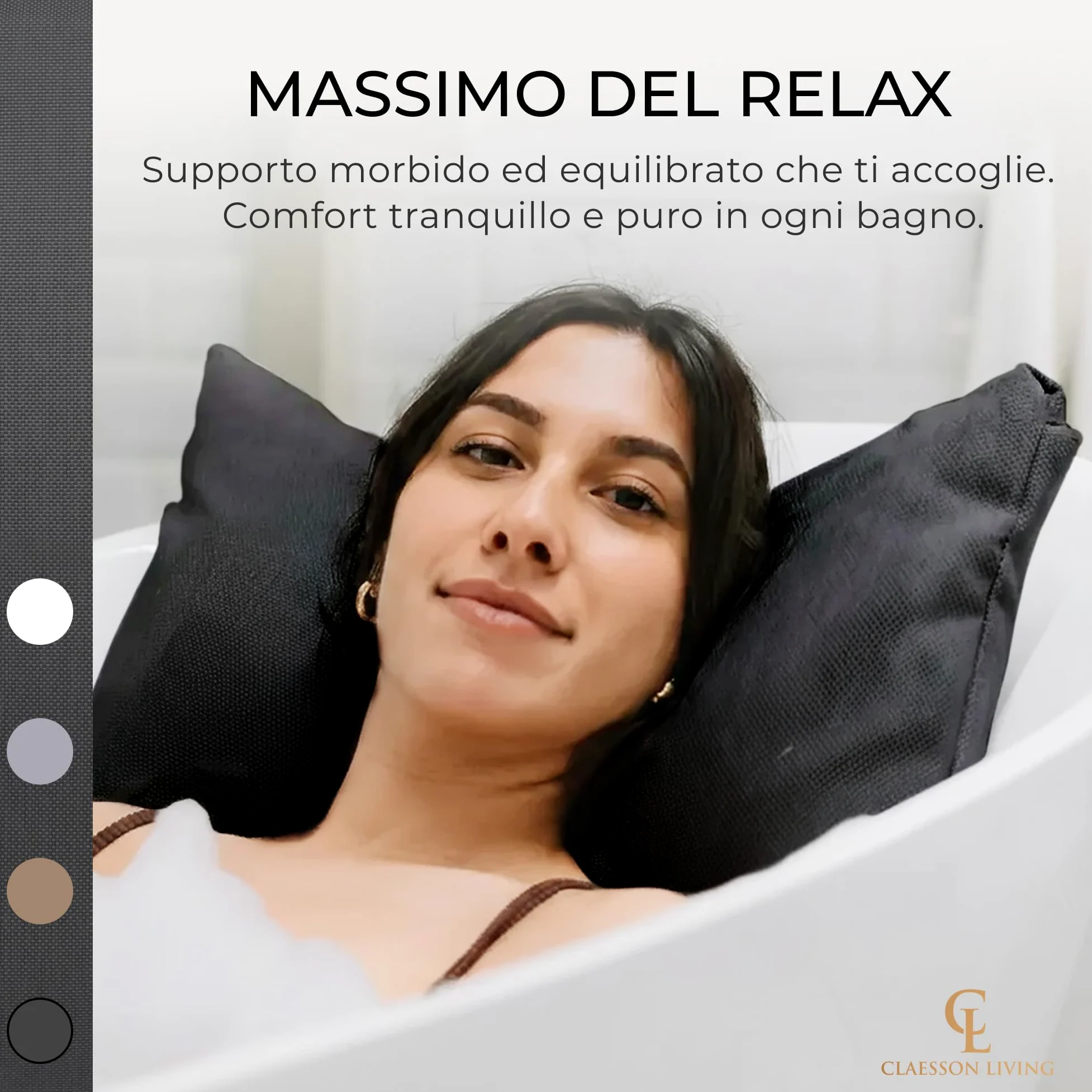 Cuscino vasca da bagno - Spesso e comodo, per supporto testa, collo e schiena - Materassino vasca da bagno lavabile e a rapida asciugatura, perfetto per bagno rilassante in casa - Grigio scuro