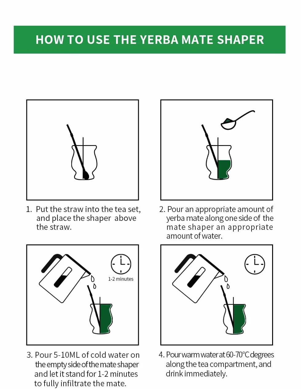 Cuopru Yerba Mate Set – Moderna Mate Cup, Shaper, Bombilla, Spazzola per Pulizia (Verde Militare)