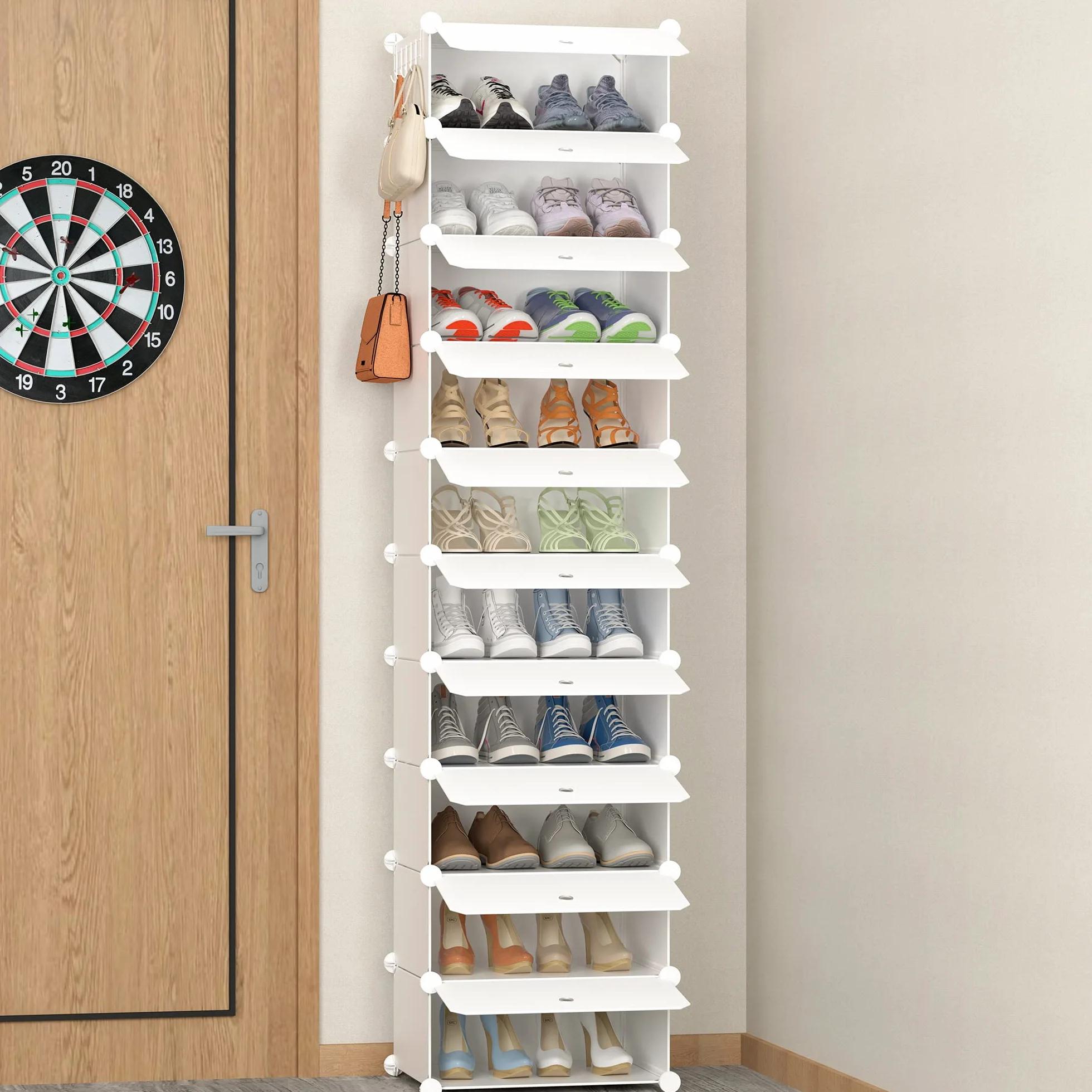 HOMIDEC Scarpiera 10 Ripiani Contenitore 20 Paia Scarpe Plastica Bianco