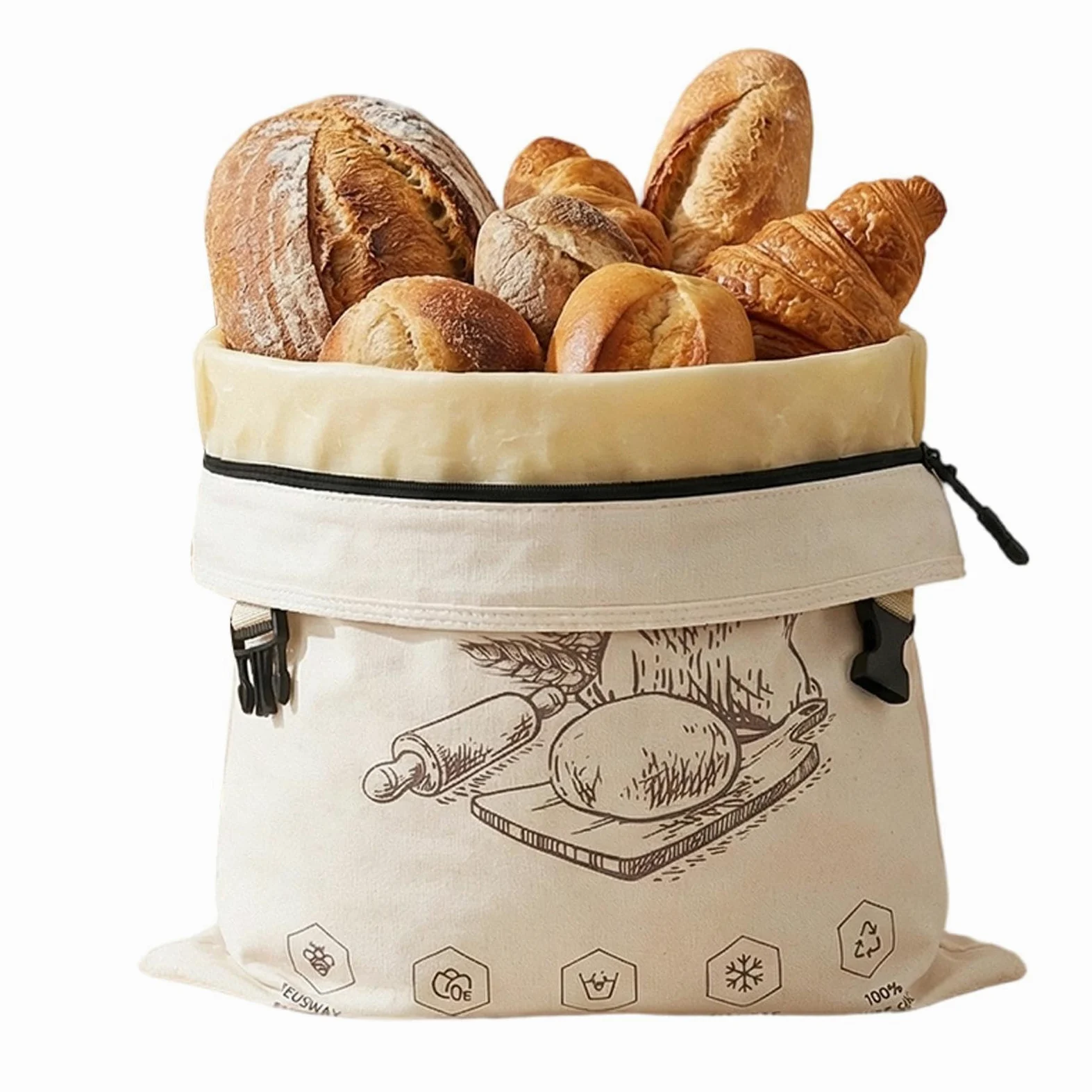 Sacchetti riutilizzabili per pane in cera d'api, grandi sacchetti fatti in casa, sacchetti sigillabili con cerniera, involucro in tessuto lavabile, sacco da cucina per uso alimentare, per prodotti