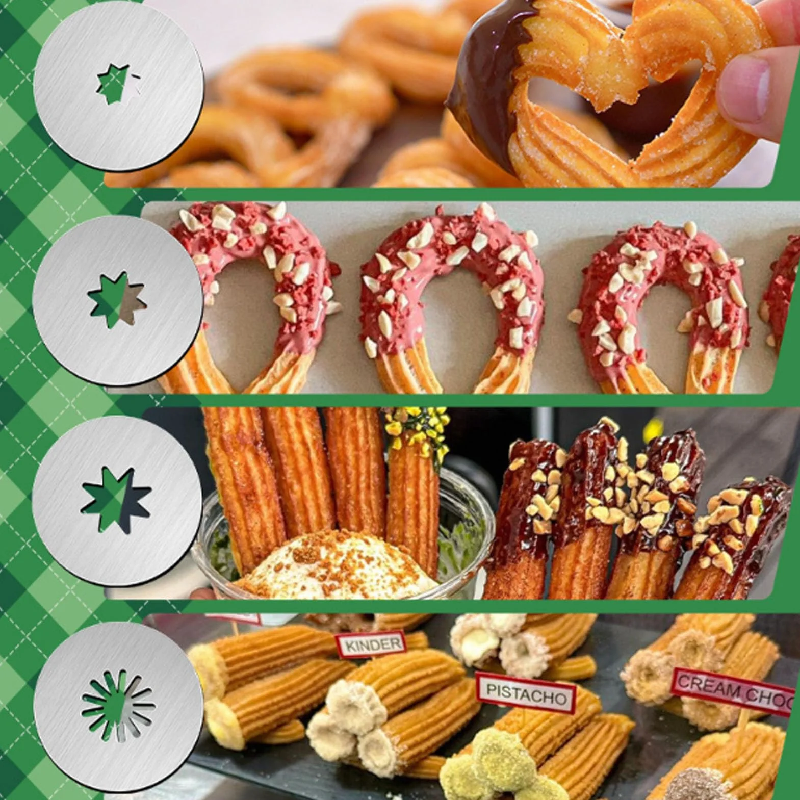 Macchina Churrera Churro, Macchina Churro Multifunzionale con Corpo in Lega di Alluminio Ad Alta Efficienza da 1,5 Litri per Cuocere Al Forno