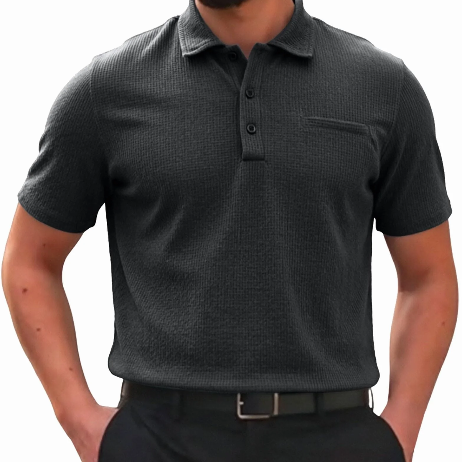 Polo Uomo Breeze vestibilità Pancia da Birra Elastico Asciugatura Rapida Collo texturizzato Maniche Corte Golf Tempo Libero Ultra Morbido