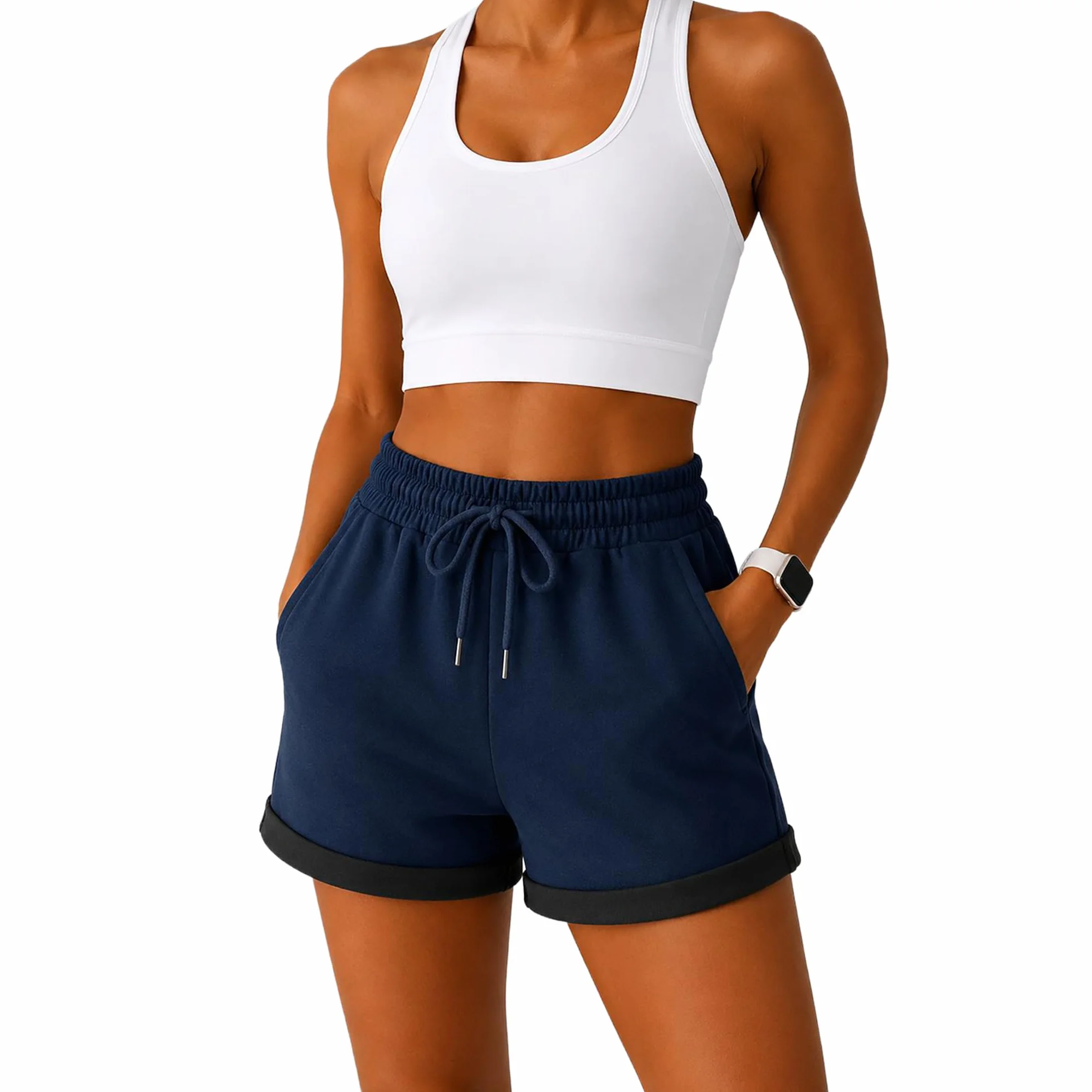 Smith & Solo Pantaloncini Sportivi da Donna in Cotone, Shorts a Vita Alta, Corti Estivi per Palestra, Jogging, Sport, Yoga e Fitness
