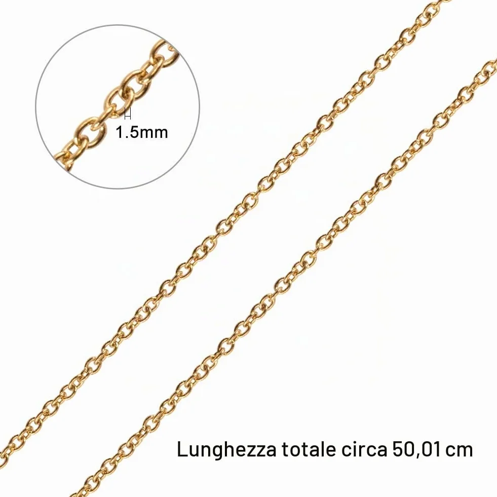 NBEADS Catena in Acciaio Inossidabile 50cm per Gioielli, 20 Pezzi con Chiusura a Moschettone