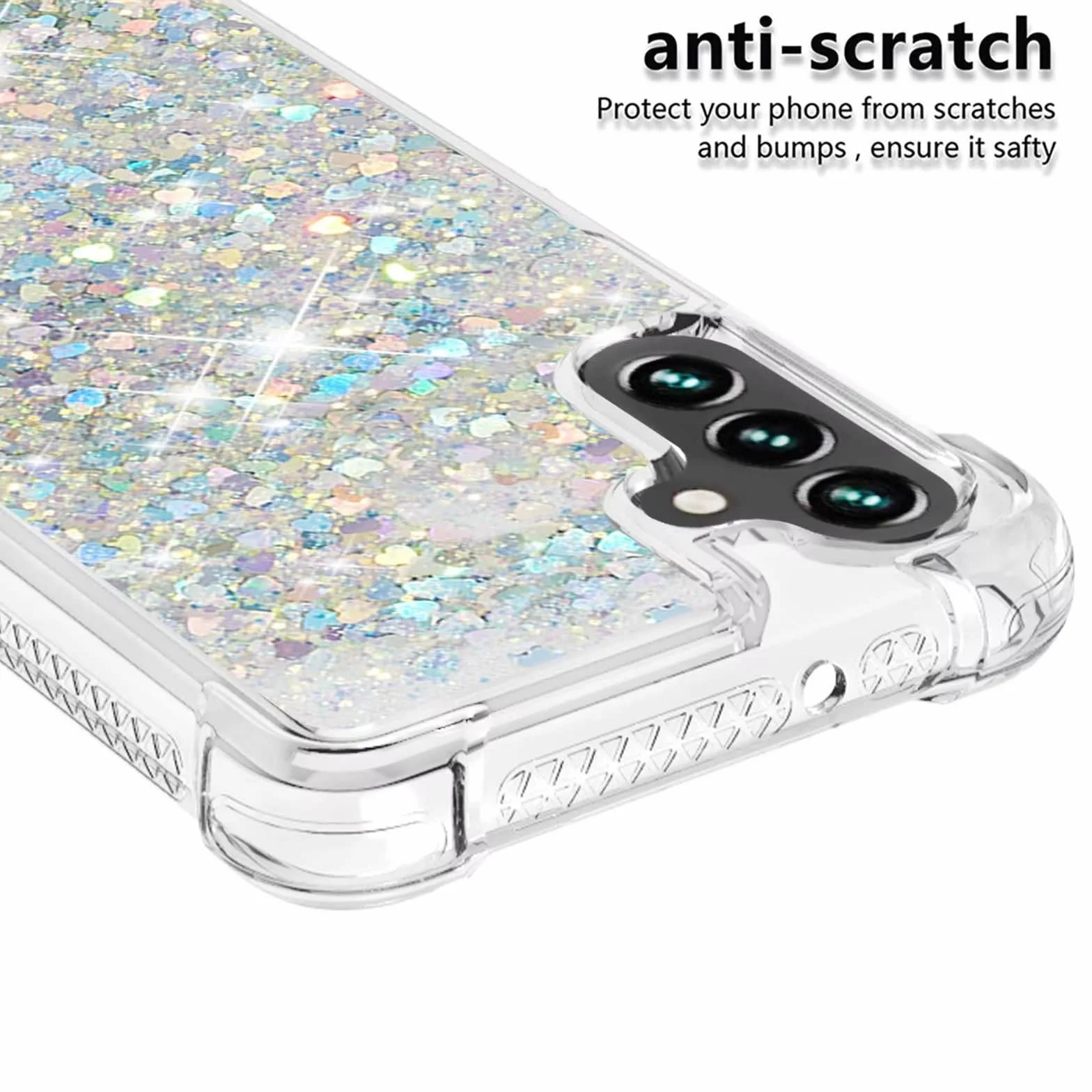 Miagon Glitter Bling Liquido Custodia Samsung Galaxy A34 5G Sabbie Mobili Trasparente Cover Silicone Protettivo Brillantini
