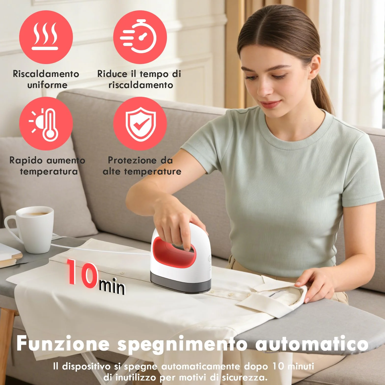 Comius Sharp Mini Pressa a Caldo, Pressa a Caldo Portatile con 3 Livelli di Temperatura, Macchina per Trasferimento Termico per Magliette, Vestiti, Borse, Cappelli (Rosso)