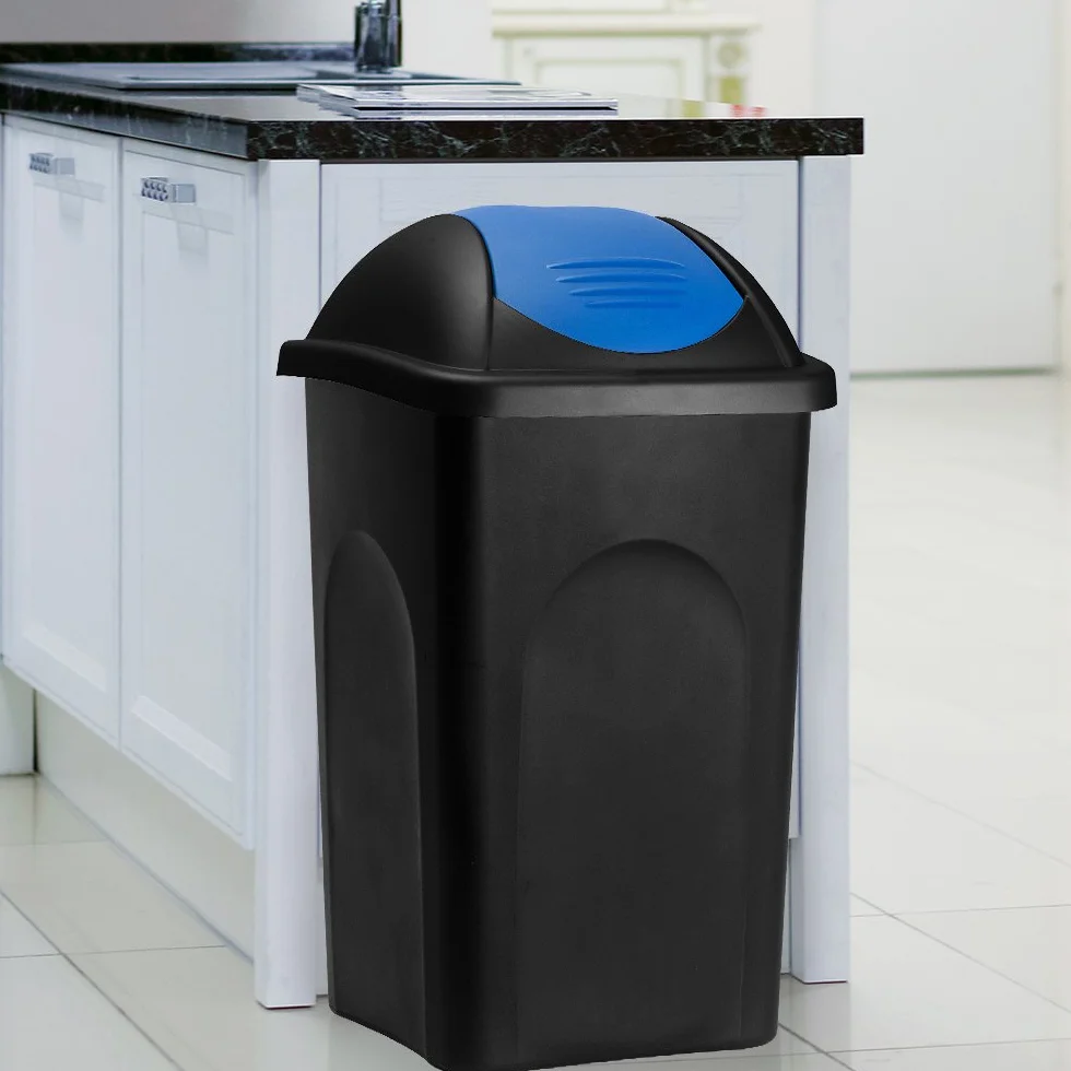 Stefanplast® .- Pattumiera con coperchio basculante, capacità 60 litri - pattumiera in plastica per spazzatura - da cucina – colore a scelta Blue
