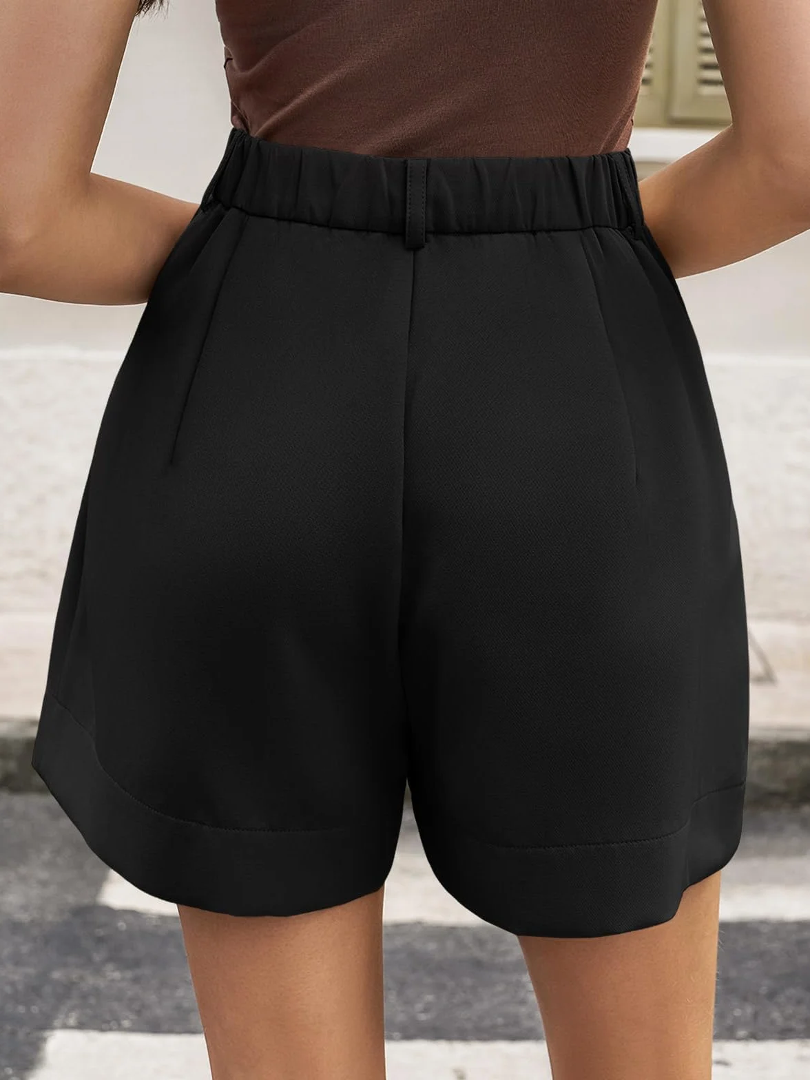 Cicy Bell Pantaloncini estivi da donna, pantaloni corti, a vita alta, con tasche