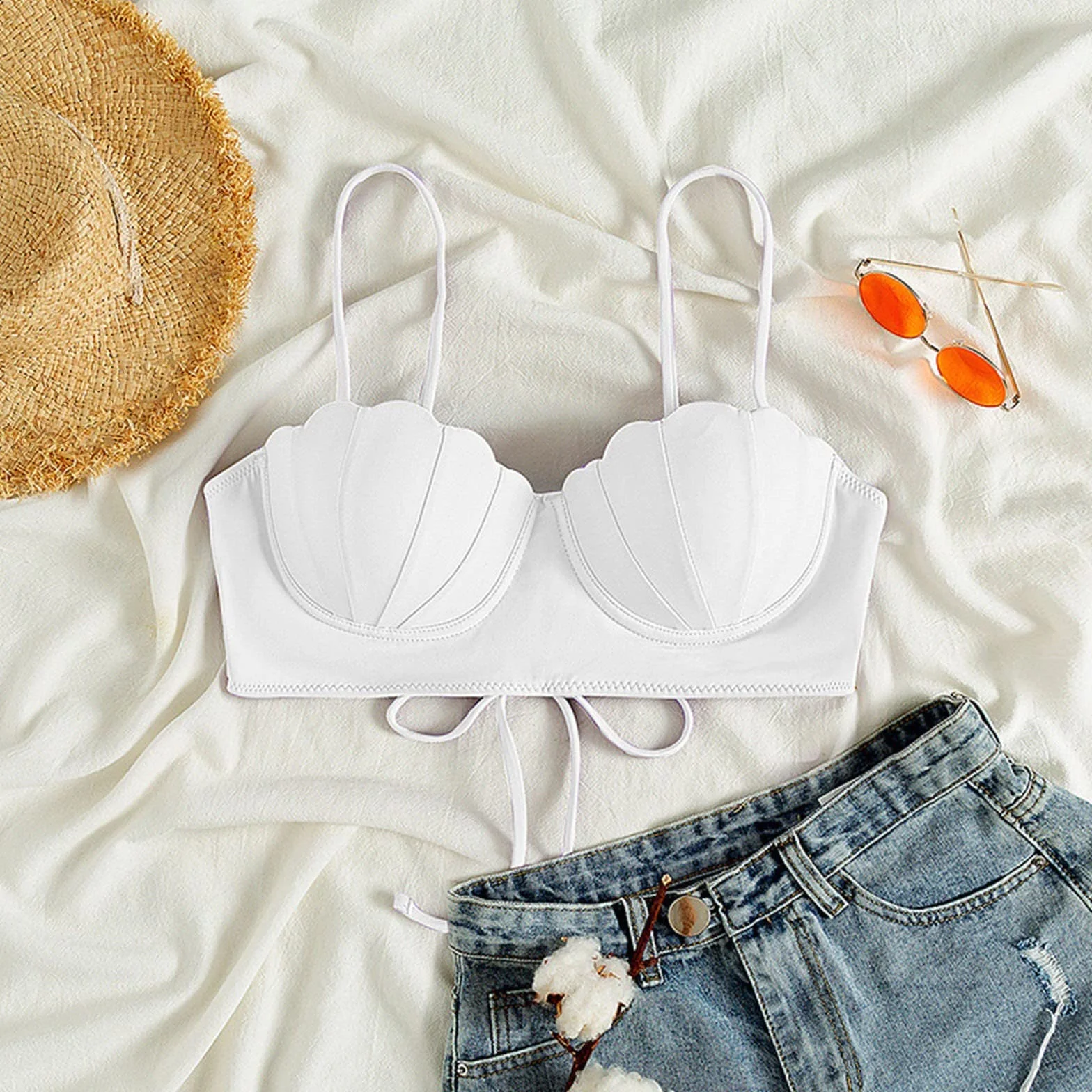 Donna Top Bikini Triangolo Scollo a V Imbottito Reggiseno Sexy Costumi Mare Comodo Allacciatura Collo Supporto Leggero Push Up Estate Dotata Allacciatura Chiusura Cancio Posteriore Regolabile