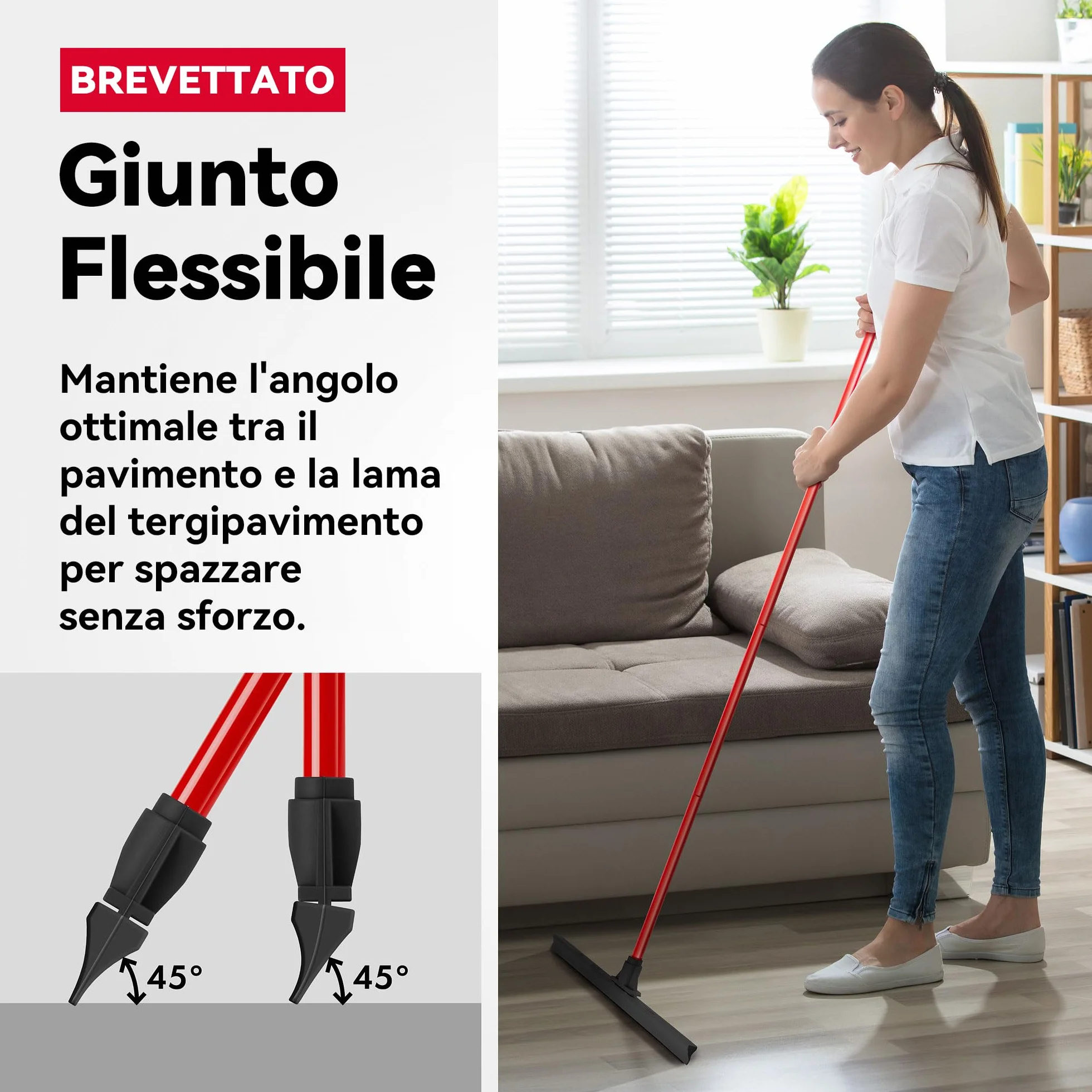 Tyroler Tira Acqua Pavimenti esterno da 60 cm | Testa in Gomma 100% | Manico Antiruggine da 140 cm tergipavimento spingiacqua | tiraacqua pavimenti esterni | tiracqua per pavimento
