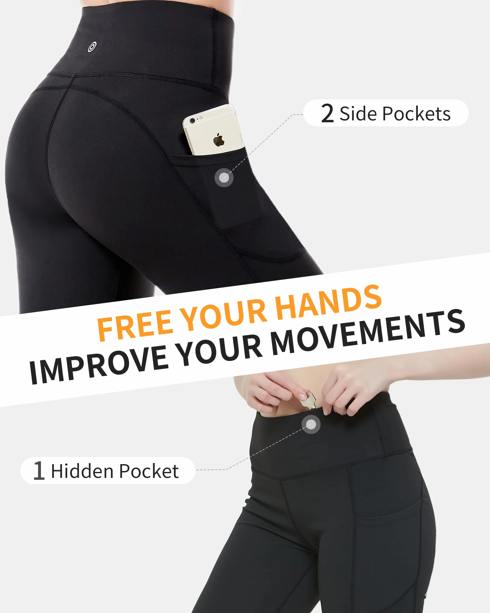 CAMBIVO Pantaloncini Sportivi Donna Vita Alta Push Up Opachi con Tasche per Fitness Yoga Corsa