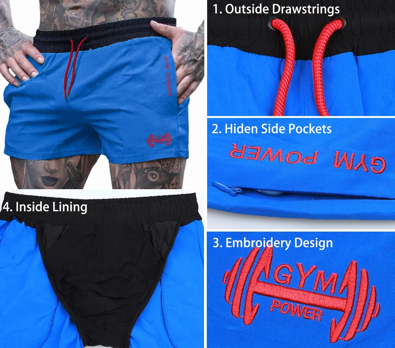 Uomo Sport Running Pantaloncini Presto Asciutto Leggero Poliestere