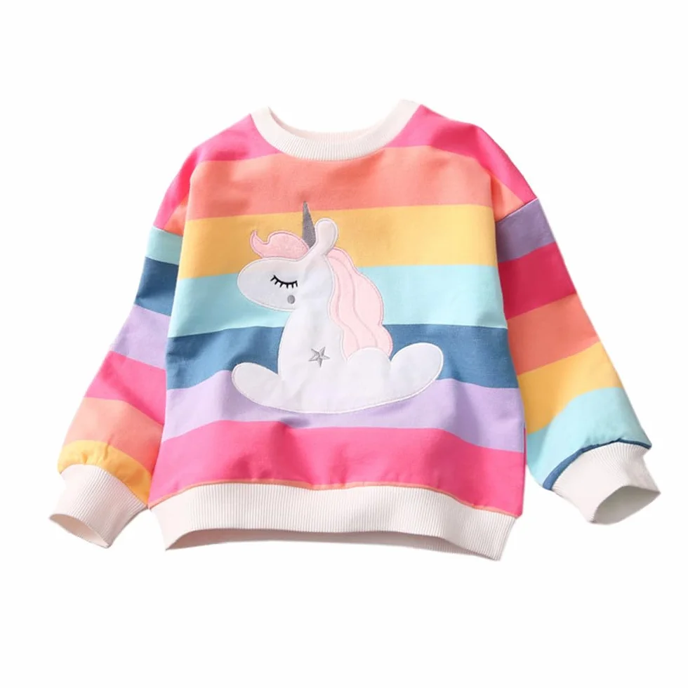 Felpa Ragazza Bambina Sweatshirts Pullover Maniche Lunghe Scollo Rotondo 1-7 Anni