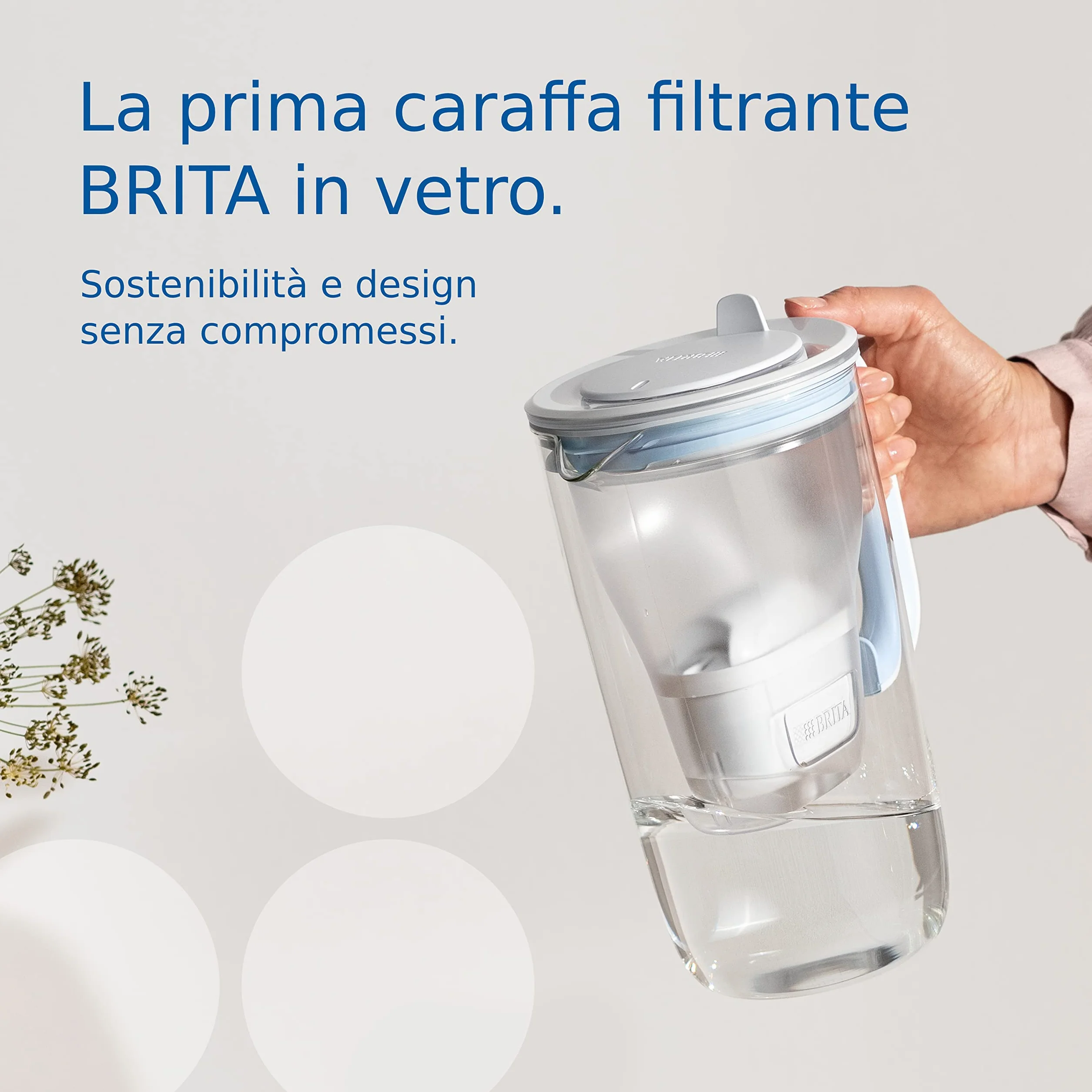BRITA Caraffa filtrante vetro 2.5L con filtro MAXTRA PRO All-in-1 riduce cloro calcare PFAS metalli