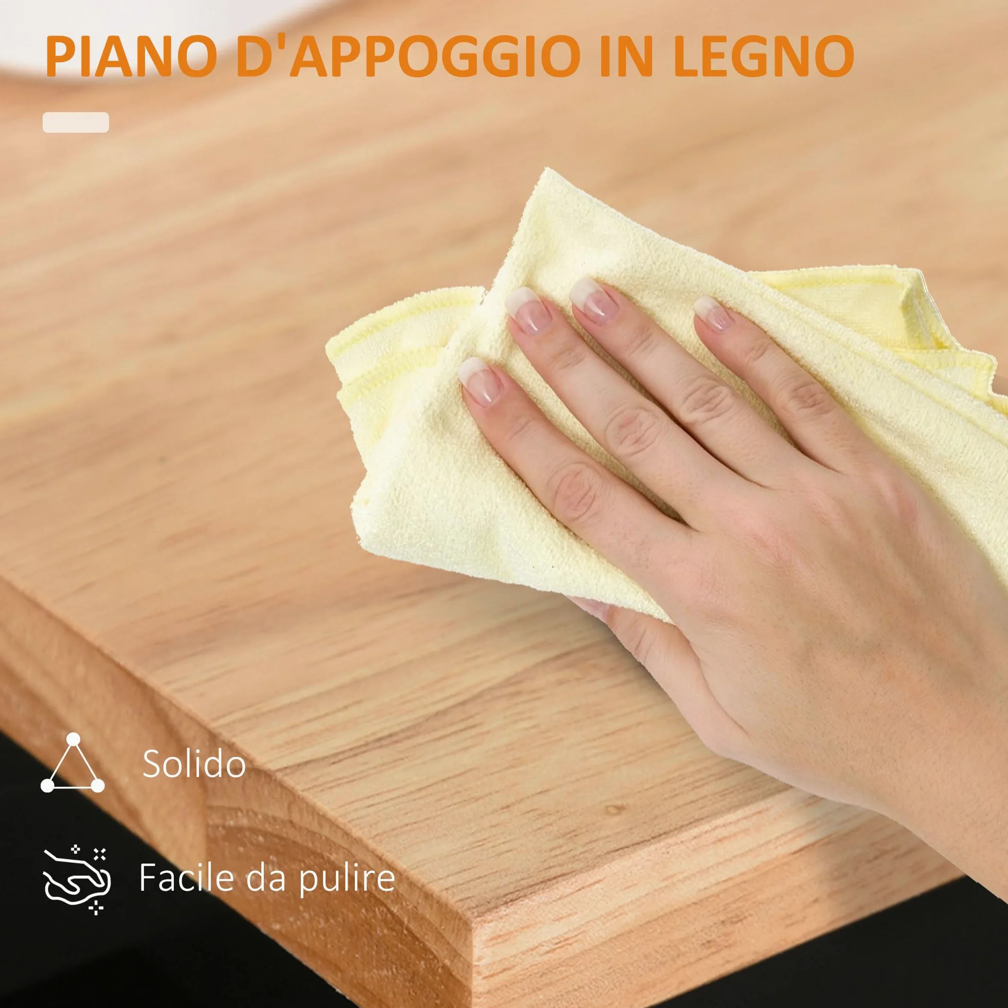 HOMCOM Carrello da Cucina con Cassetto e Armadietto 2 Ante, Isola Cucina con Ruote e Barra Laterale per Asciugamani, 83x45x91.5cm, Nero