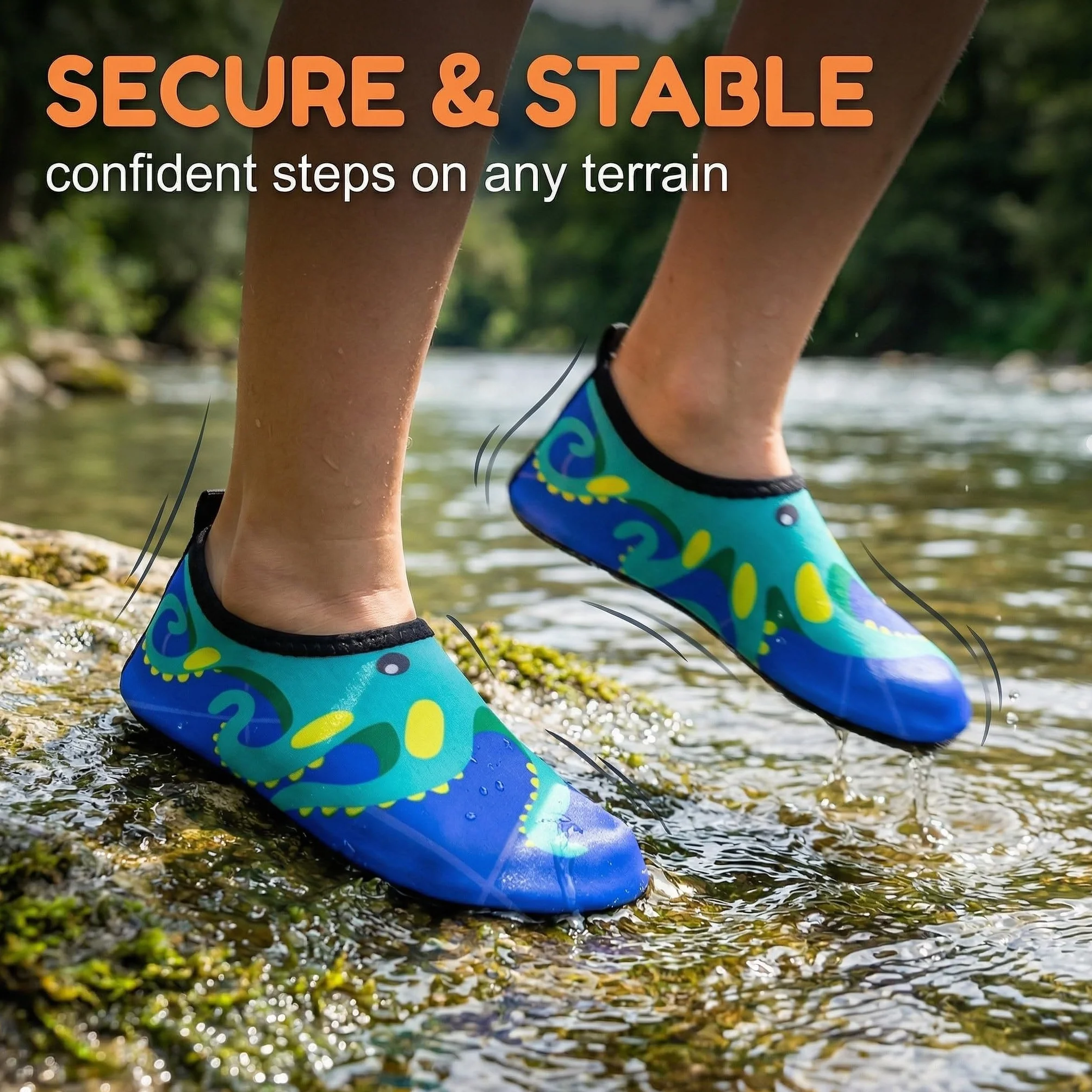 Scarpe Acquatiche Bambini Antiscivolo Asciugatura Rapida Polpo Blu Taglia 32-33