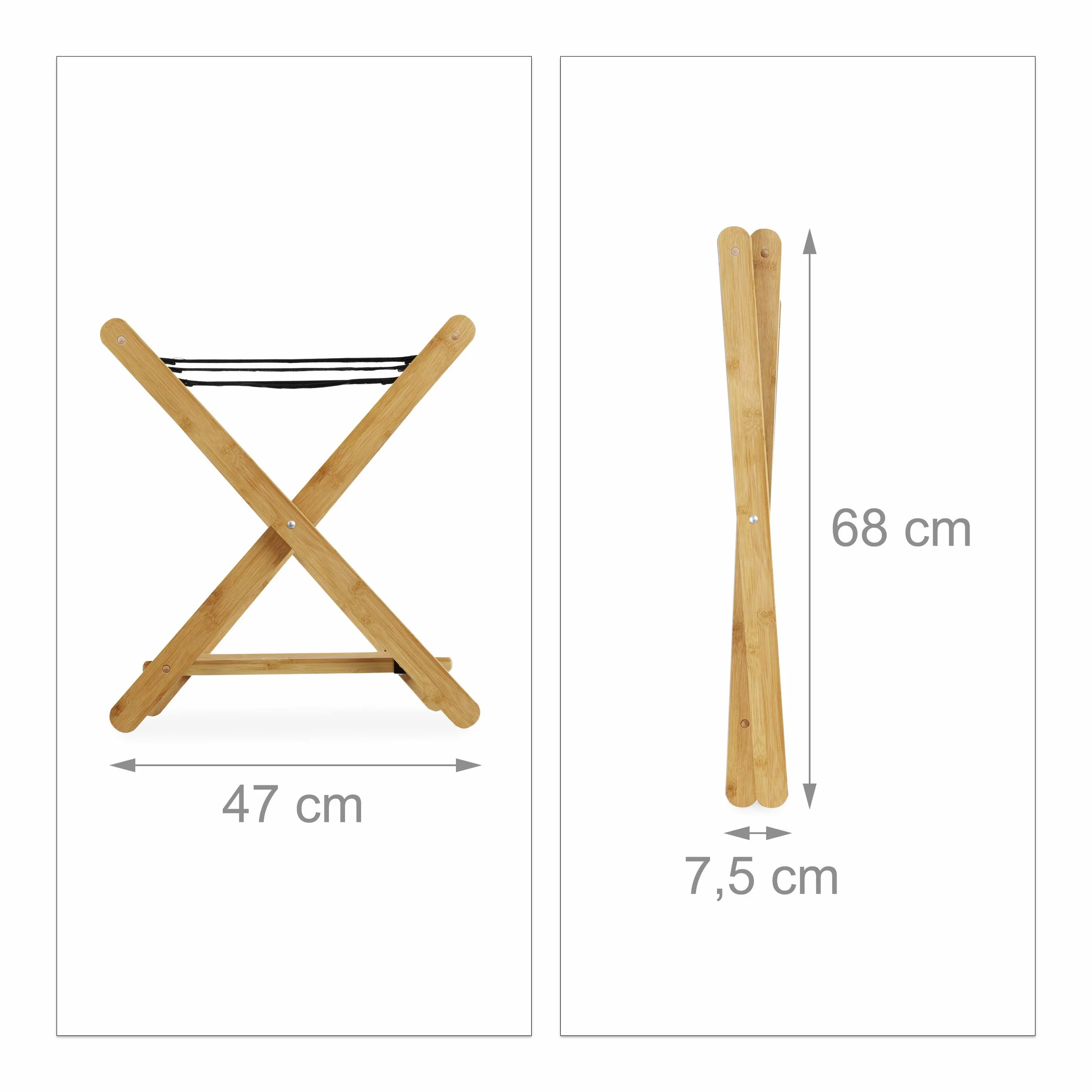 Relaxdays Portavaligie in Bambù Pieghevole 2 Ripiani 53 x 68 x 47 cm Naturale