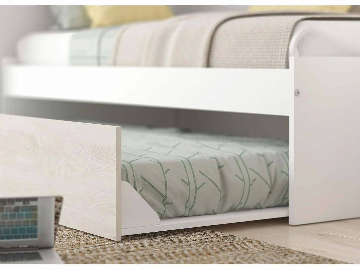 Indomita Cameretta a Ponte con Letto Estraibile Bianco e Bianco Consumato 6006 Reversibile