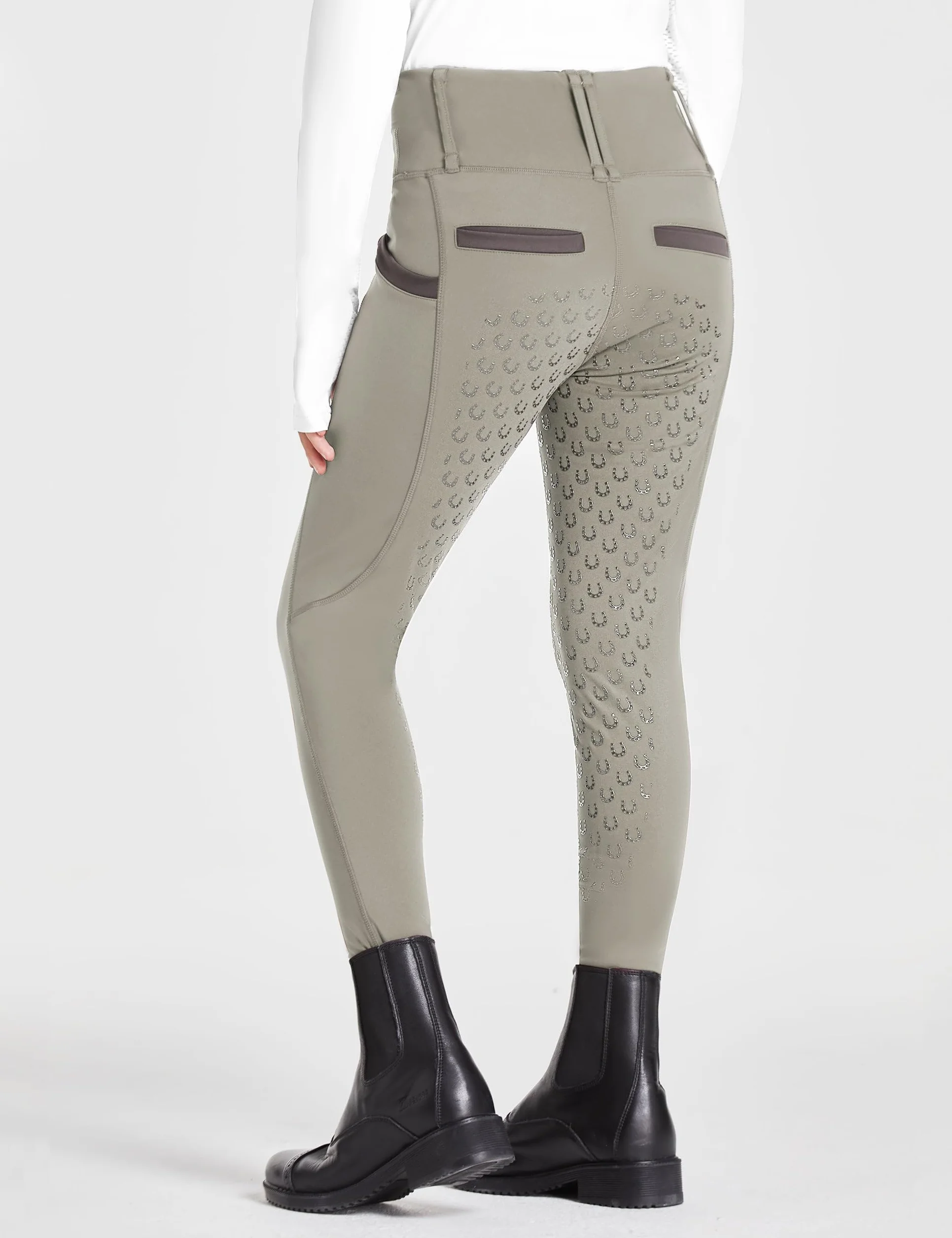 FitsT4 Leggings da Equitazione per Bambine Rivestimento Completo in Silicone Vita Alta