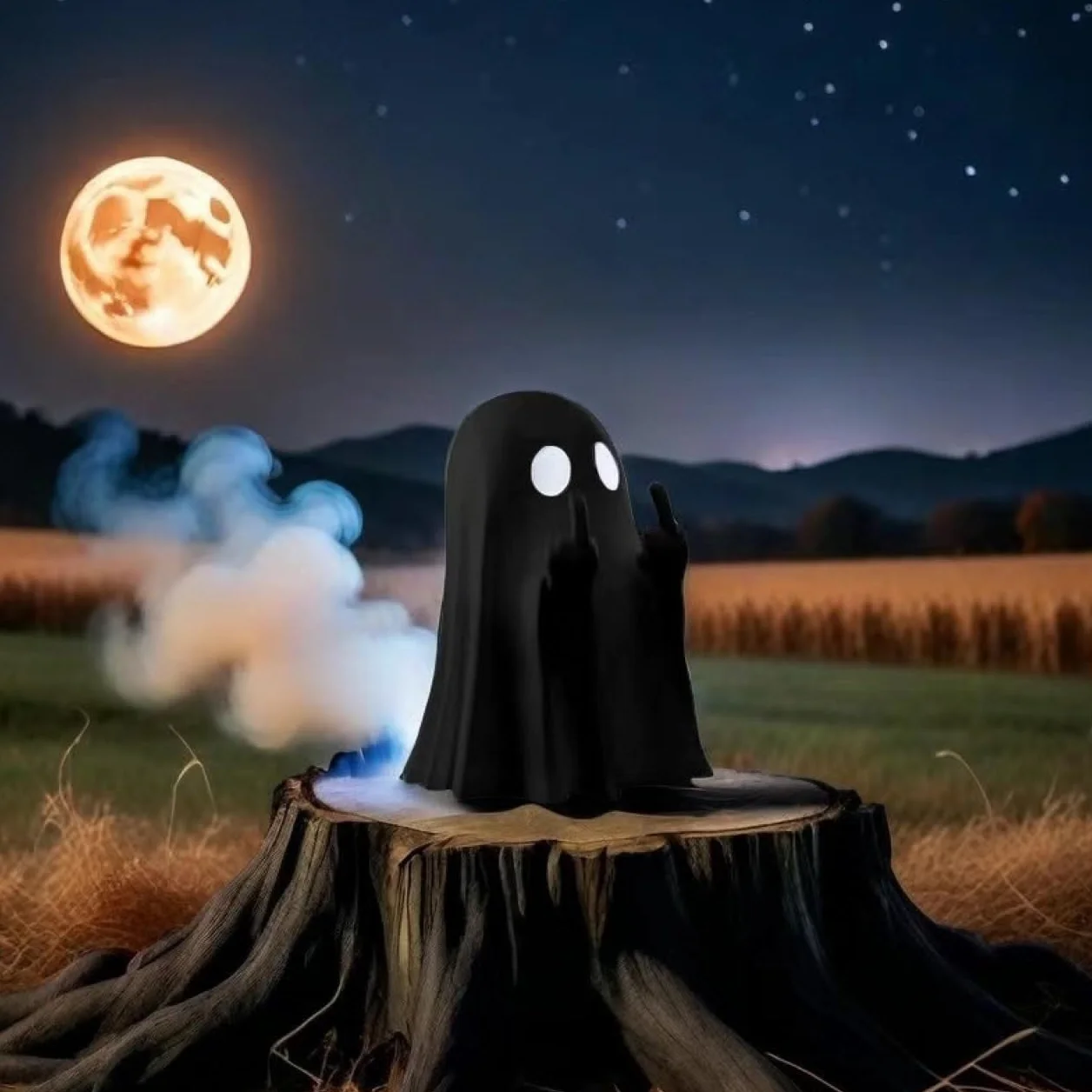 Halloween Ghost Statuettes Black White Funny Statue Table Decor Home Decoration