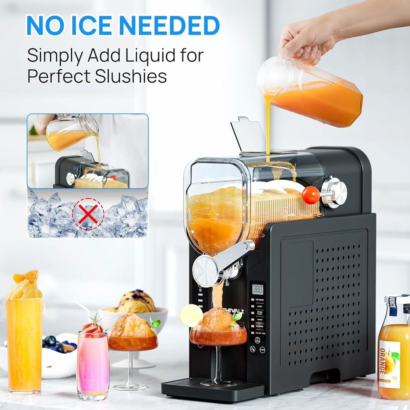 Macchina per Slushie 1,6L Macchina per Granita per Casa, Macchina Professionale per Bevande Ghiacciate, Senza necessità di Ghiaccio,Slushy Maker per Party, Frappé, Milkshake, Cocktail, Vino