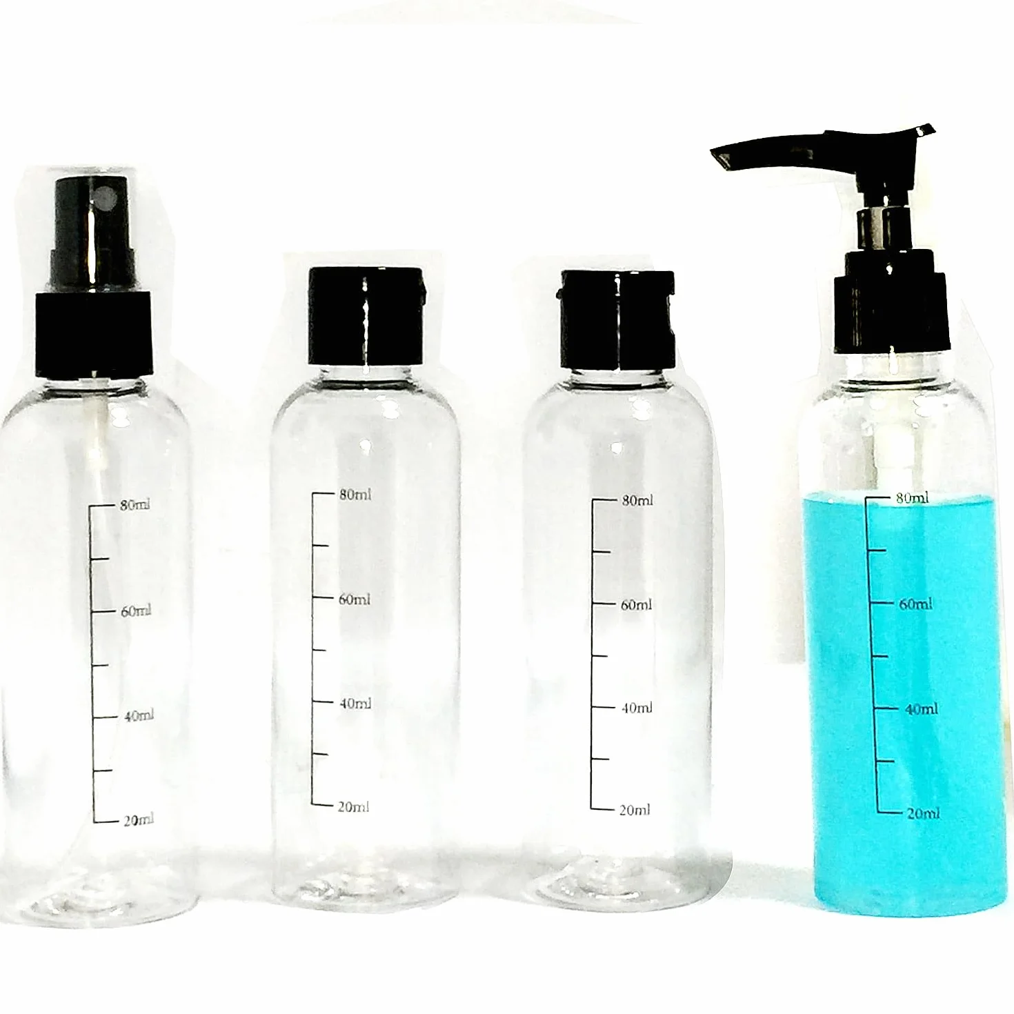 Borsa da Toilette Trasparente Beauty Case Viaggio 8 PCS Contenitori Liquidi Cosmetici 100ml flaconi aereo