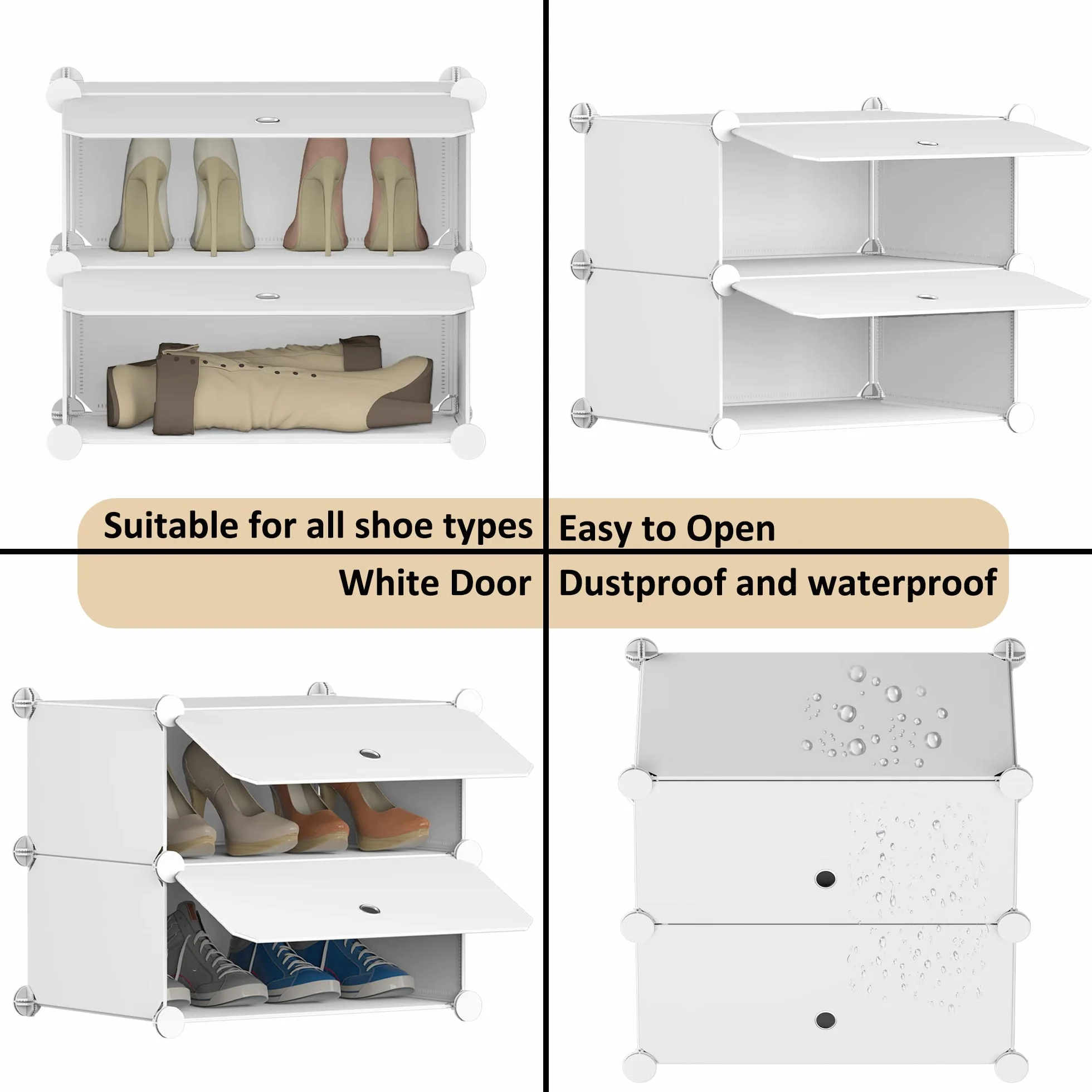 HOMIDEC Scarpiera 10 Ripiani Contenitore 20 Paia Scarpe Plastica Bianco
