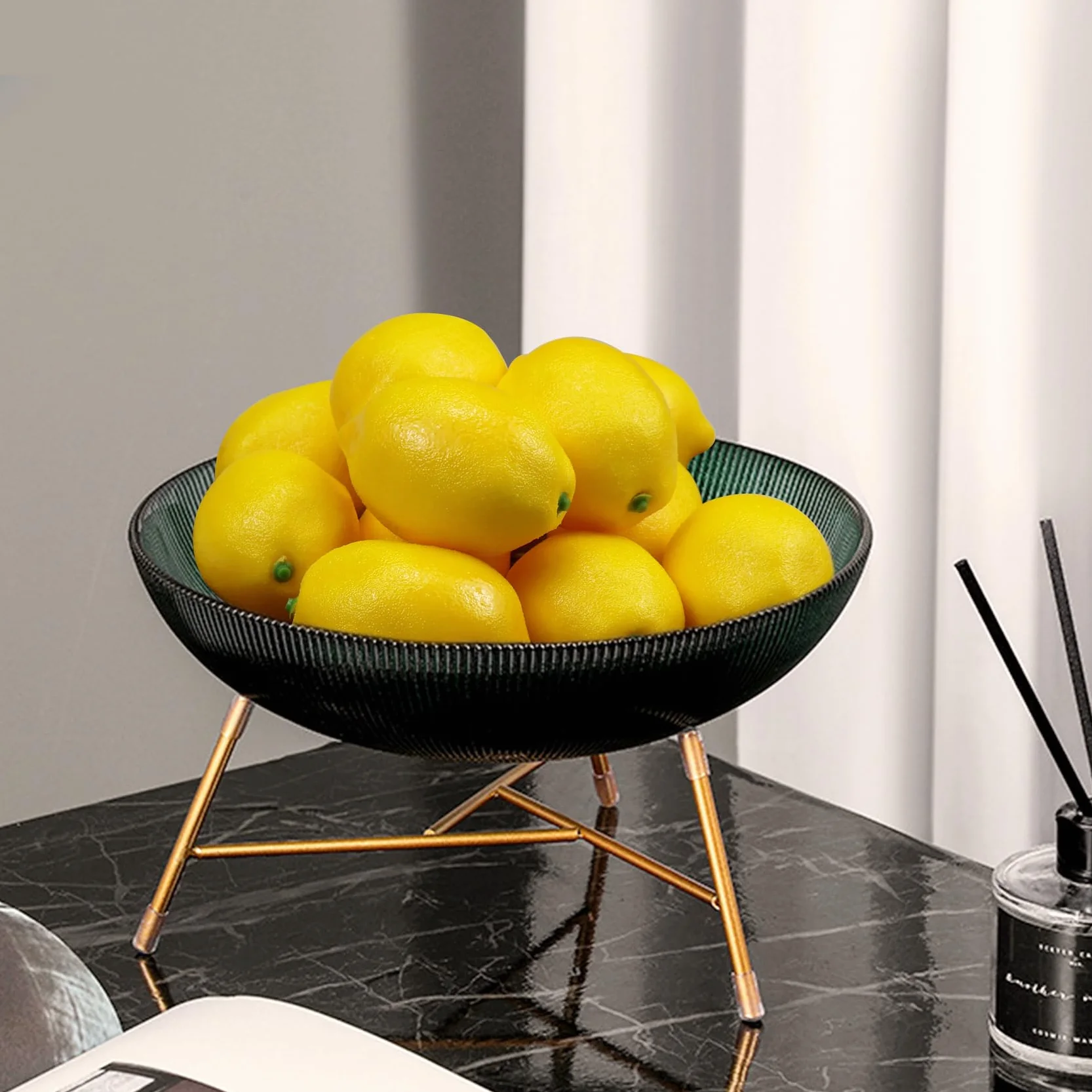 Limoni Artificiali Gialli 2.9" X2, Finti Limoni per Decorazione Casa Festa Cucina Natale