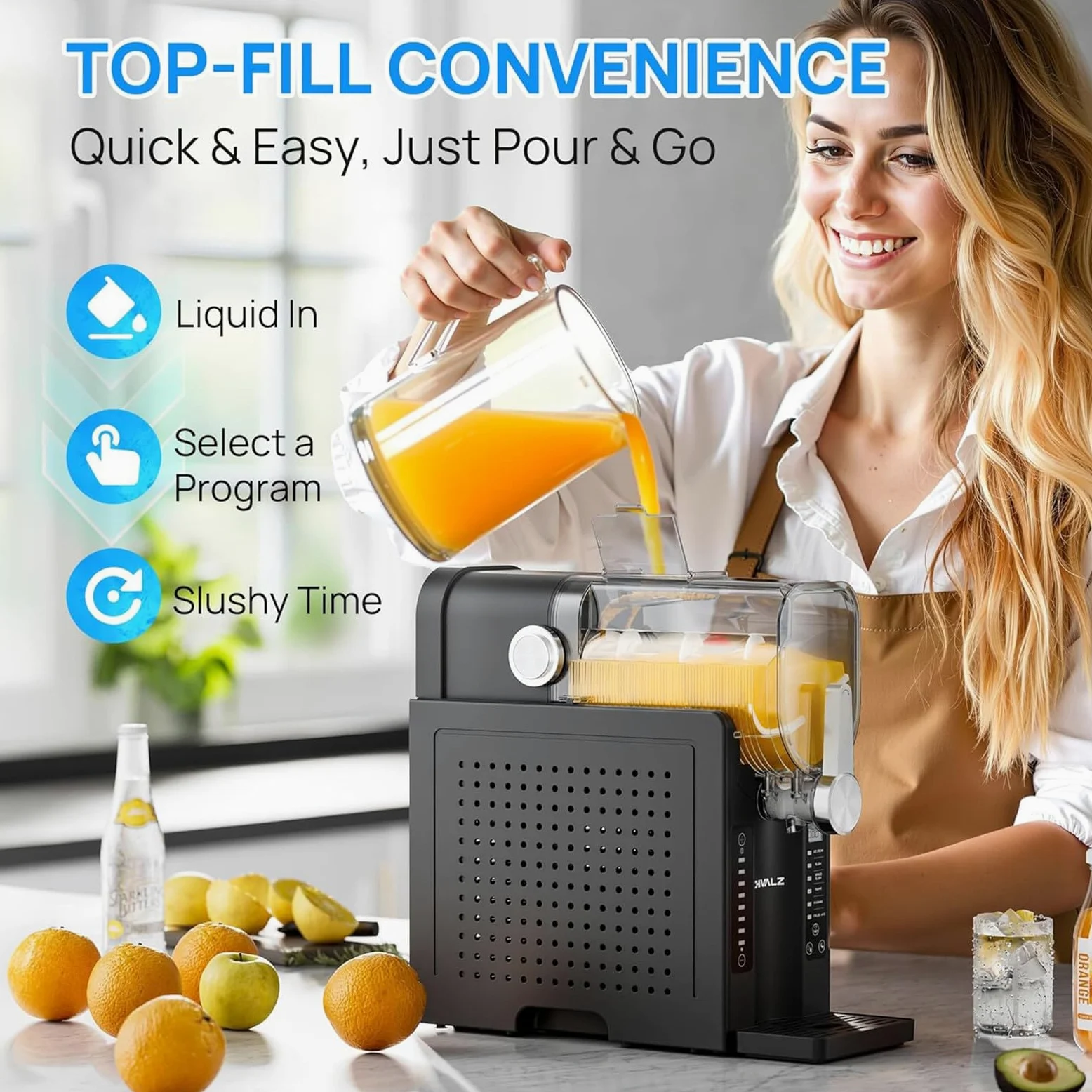 Macchina per Slushie 1,6L Macchina per Granita per Casa, Macchina Professionale per Bevande Ghiacciate, Senza necessità di Ghiaccio,Slushy Maker per Party, Frappé, Milkshake, Cocktail, Vino
