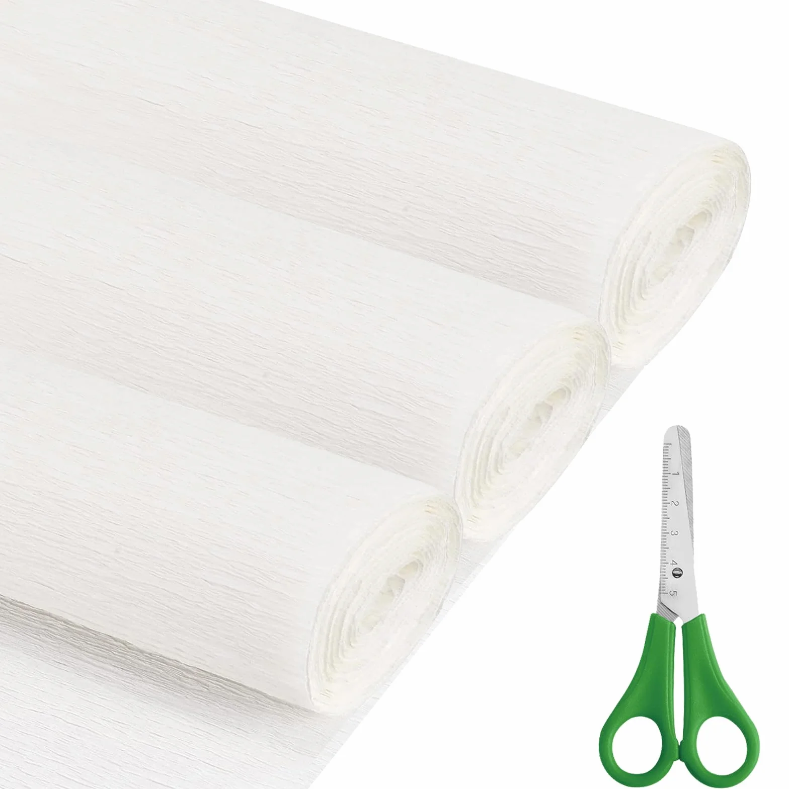 Carta Crespa 43x250 cm 3 Rotoli Bianco per Fiori Fai Da Te Artigianato Feste Decorazioni
