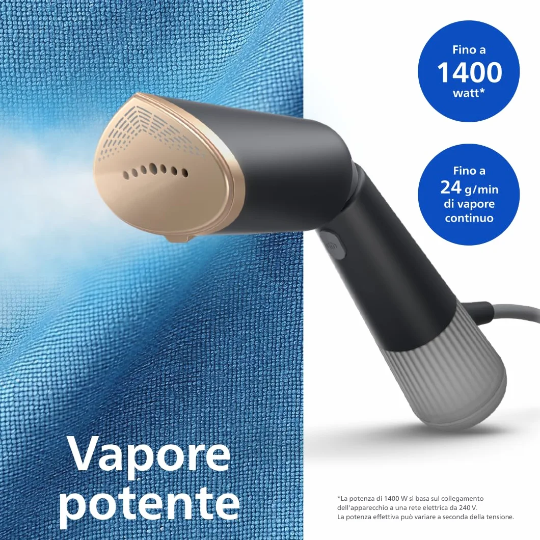 Philips Serie 5000 Stiratore a Vapore Portatile 1400W 24g/min Testa Pieghevole STH5030/80