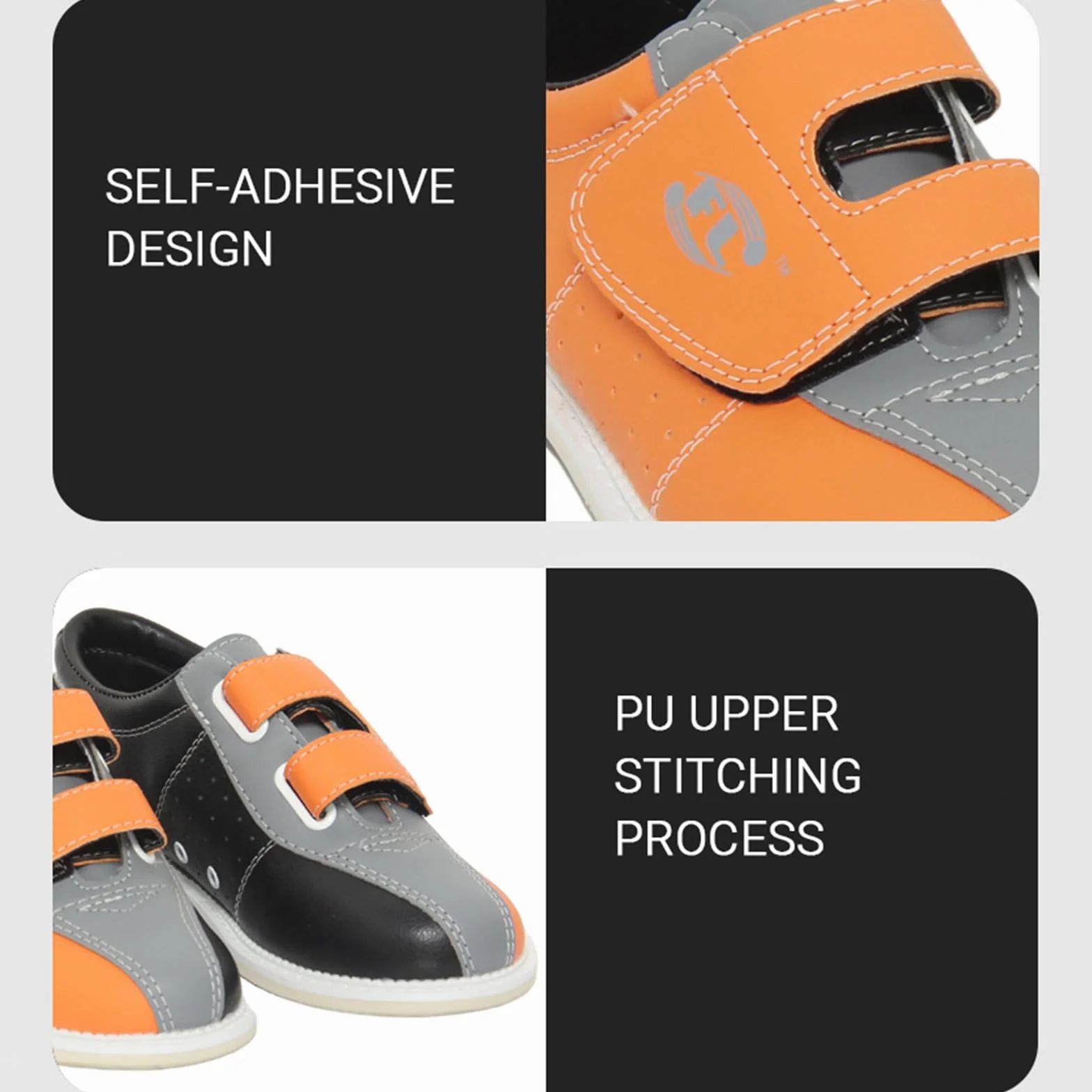 JiuQing Scarpe da Bowling Uomo Donna Indoor Suola Scorrevole Gancio-Anello Leggere