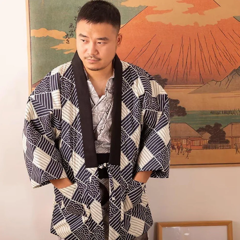 Cappotto Invernale Trapuntato Caldo in Stile Kimono Giapponese Hanten, Abiti Tradizionali Giapponesi, Capispalla Larghi