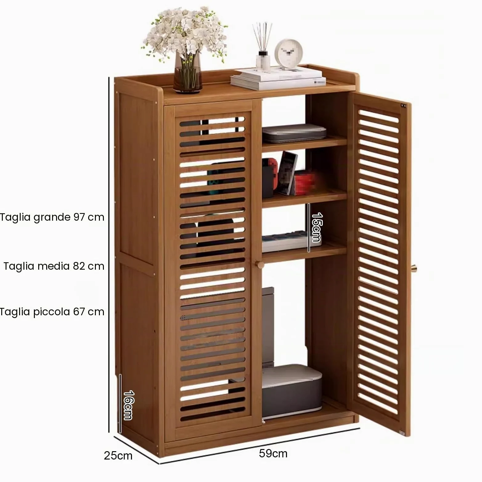 Mobilettos Nascondi Router Materiale di Bambù Addensato Design | Cavo Archiviazione Multipla Armadio per Router in Legno per La Decorazione Della Parete(Brown,59*25*97cm)