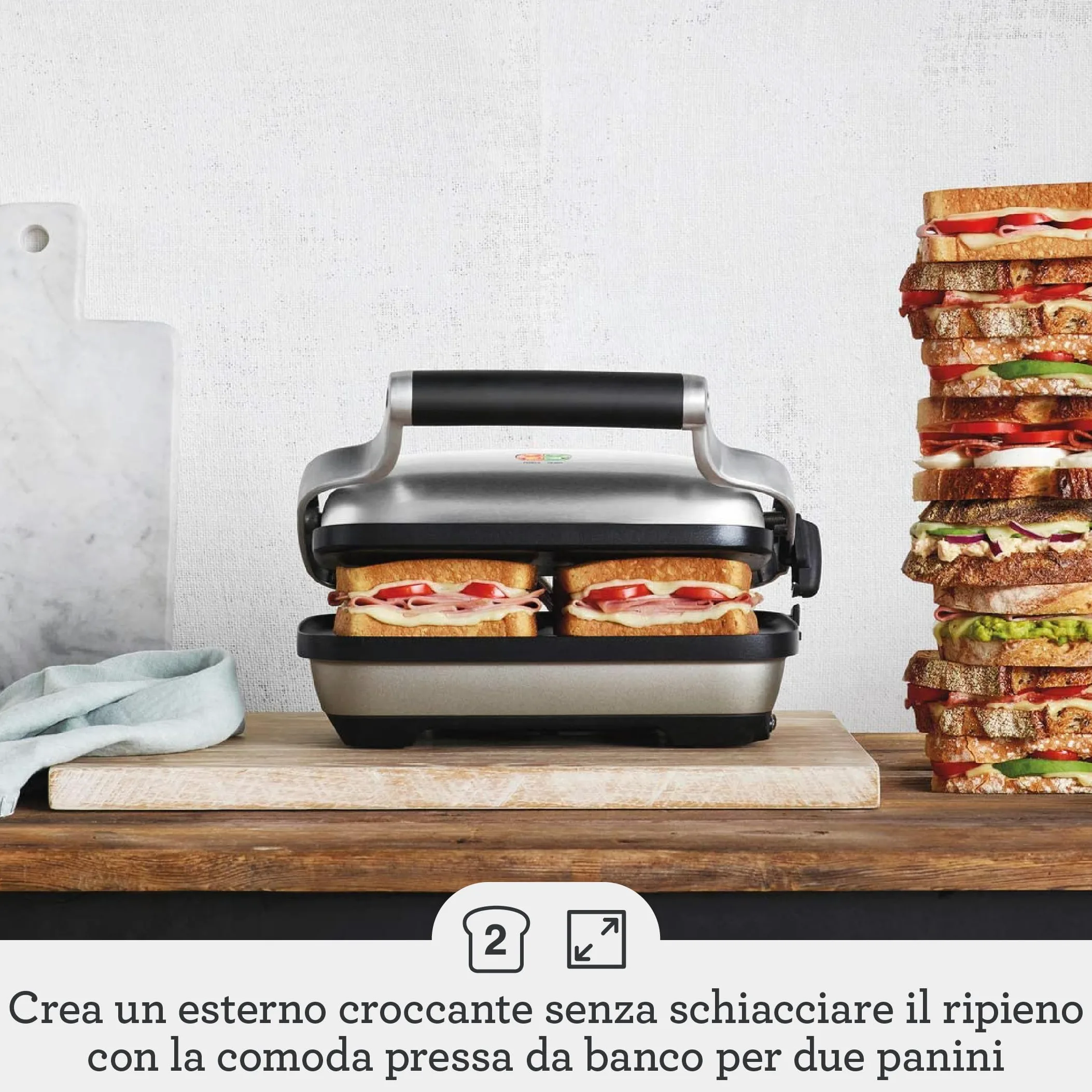 Sage - The Perfect Press - Tostapane per Panini - Acciaio Inox Spazzolato