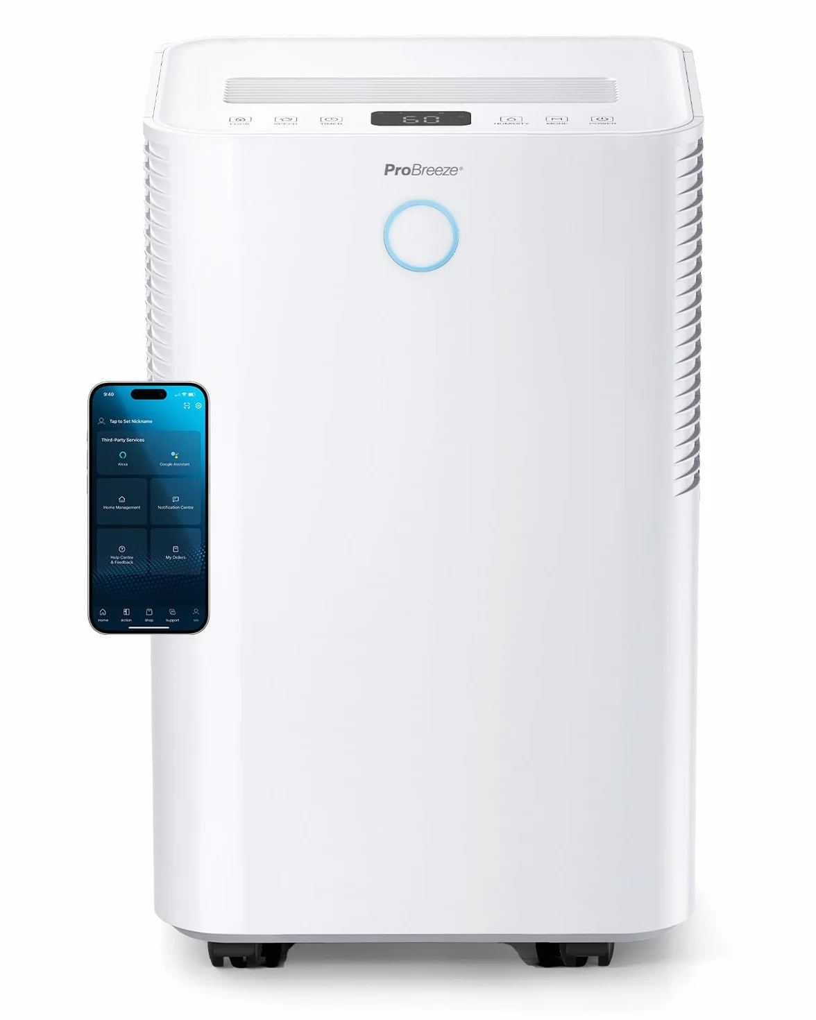 Pro Breeze OmniDry Deumidificatore Casa Muffa 20L/Giorno con Serbatoio da 4L e WiFi, Asciugatura Vestiti, sensore di umidità, Timer 24H, modalità Notturna per umidità, Muffa e condensa (30 m²)
