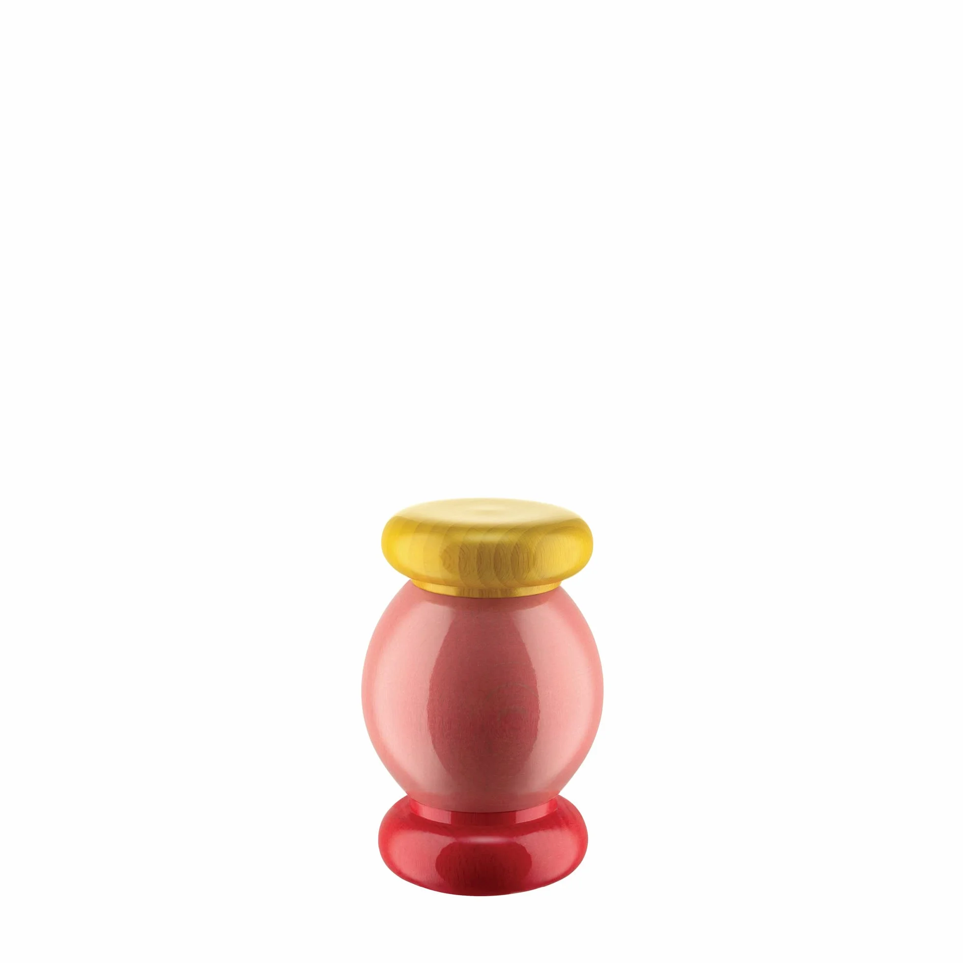 Alessi ES18 2 Totem Domestici Macinasale, Pepe e Spezie di Design in Legno di Faggio, Rosa, Rosso e Giallo