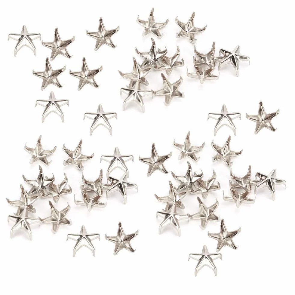 Rivetti Metallici Autoadesivi 200 Pezzi Borchie a Stella Claw Argento per Artigianato DIY
