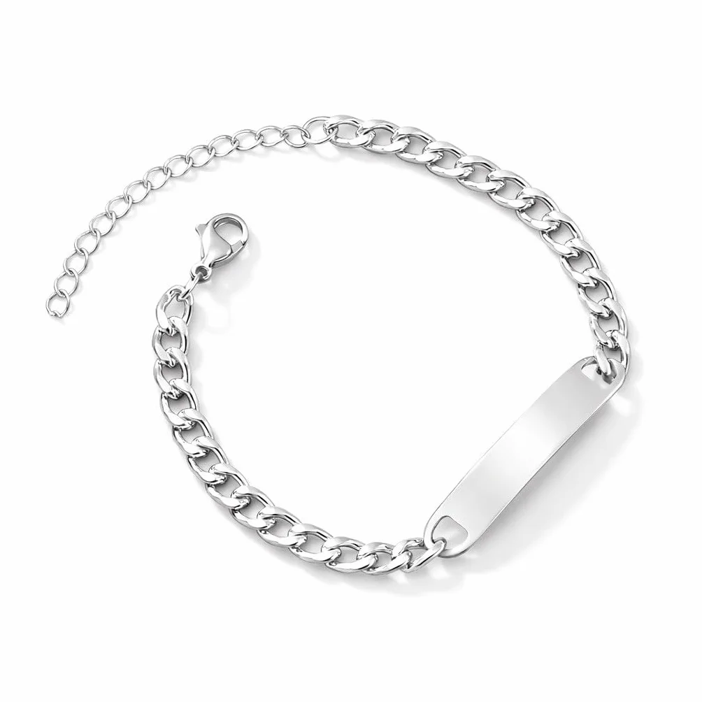 Bracciale in Acciaio Inossidabile Personalizzato con Incisione – Piastrina ID con Nome – Regalo per Uomo e Donna