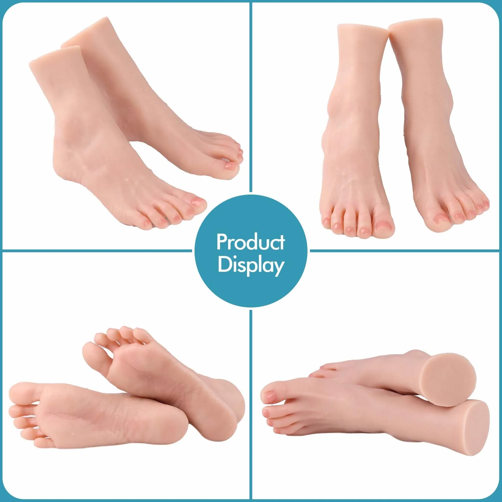 Manichino Piedi in Silicone Dimensione Reale Morbido Flessibile per Esposizione Scarpe Sandali Calze 1 Paio Piede Donna Avorio