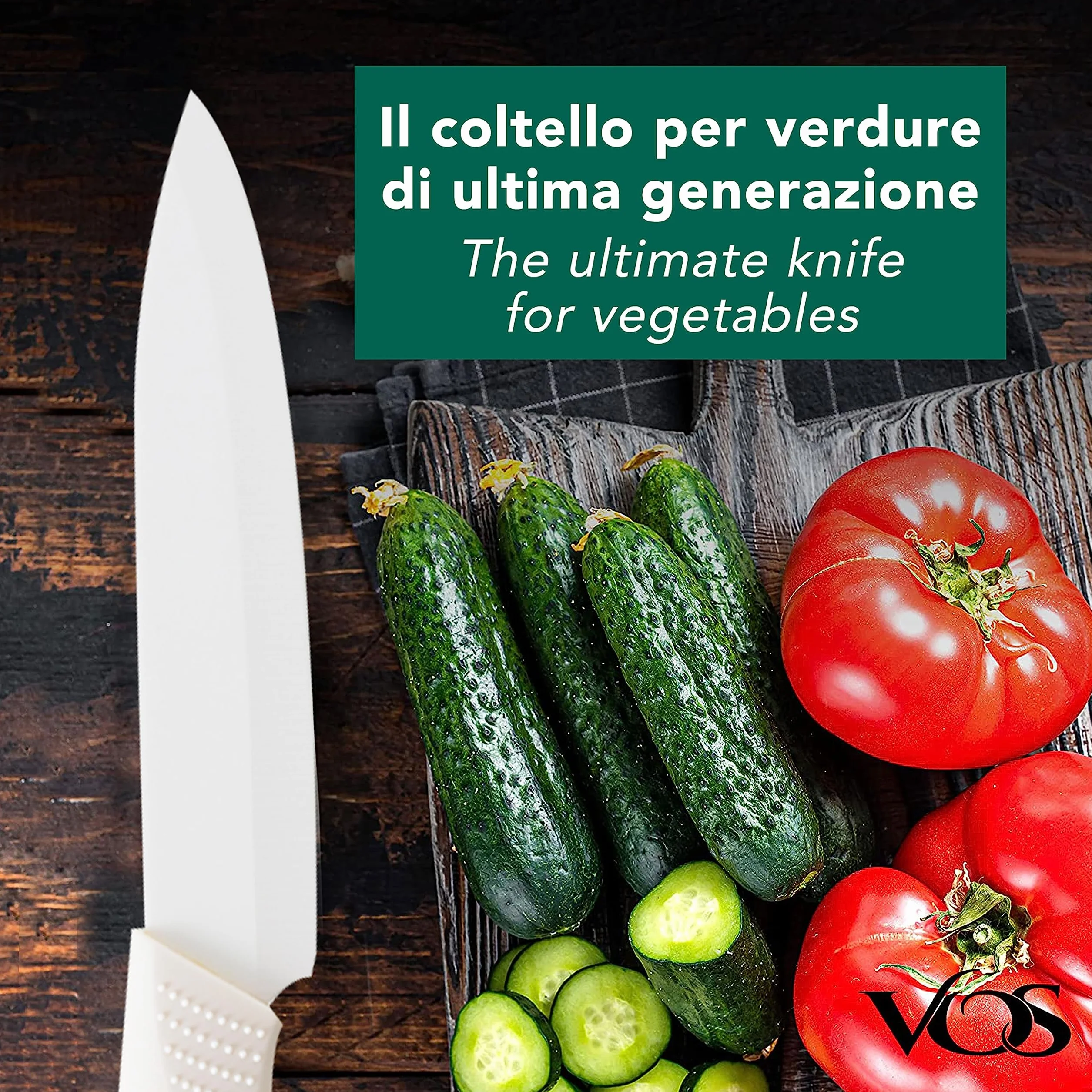 IPEA Coltello in Ceramica Lama 12,7 cm Chef da Cucina Multiuso Affilato con Coprilama Impugnatura Antiscivolo